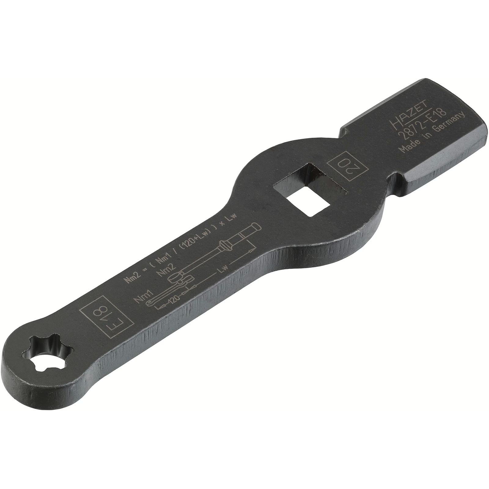 Clé polygonale à frapper profil TORX carré creux 3/4 pouce 20 mm taille E18 usage frein MAN HAZET - 2872-E18
