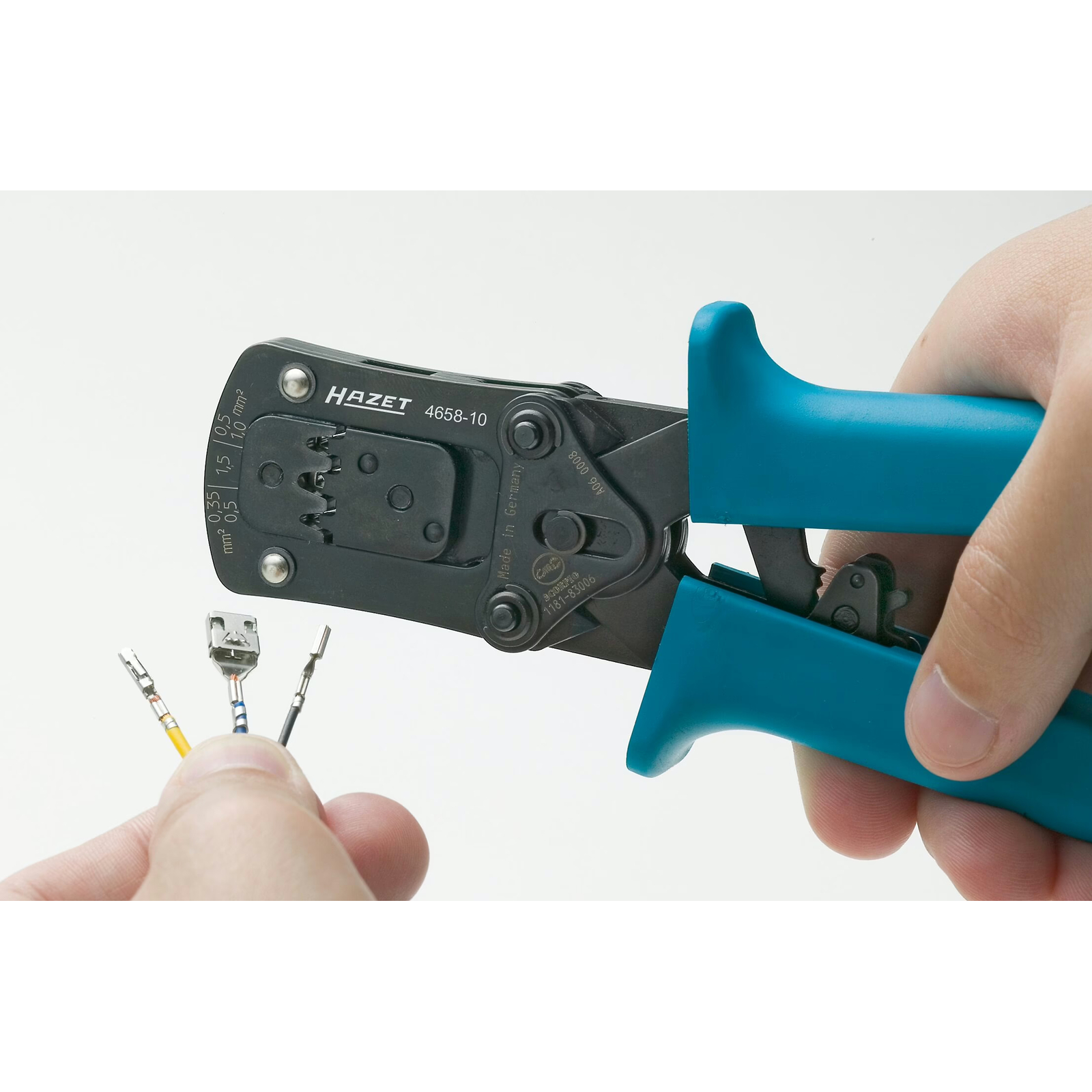Pince à sertir 150 mm pour cosses et câbles non isolés avec tête de rechange HAZET - 4658-10