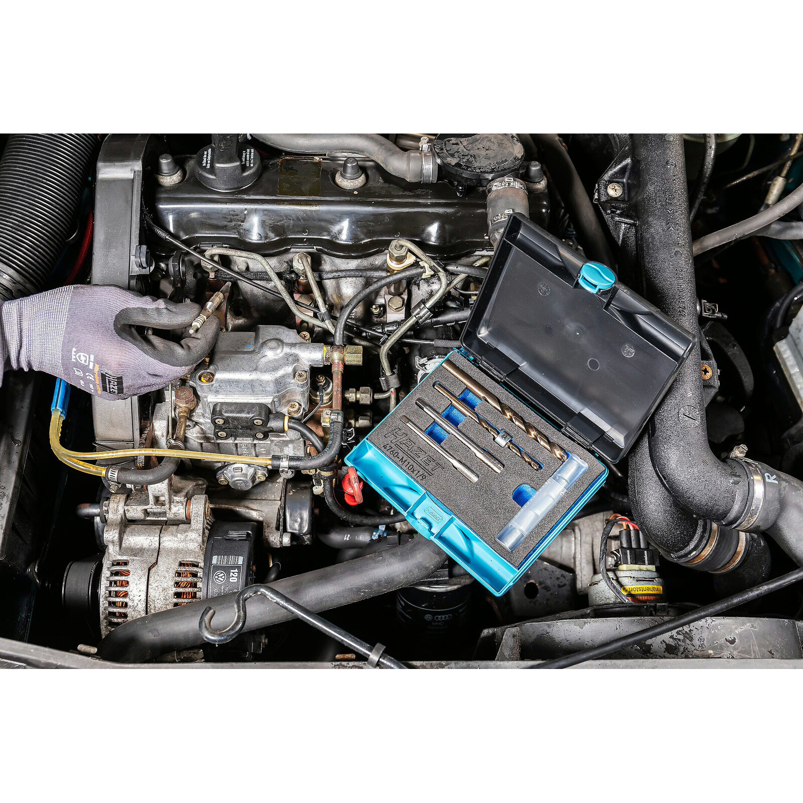 Kit réparation filetage bougies préchauffage 9 pièces M8 x 1 vers M10 x 1 HAZET - 4760-M8X1/9
