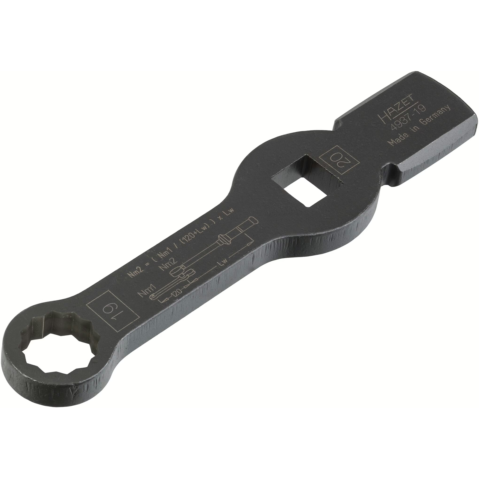 Clé polygonale à frapper 19 mm 12 pans 2 surfaces de frappe pour arbre à cardan HAZET - 4937-19