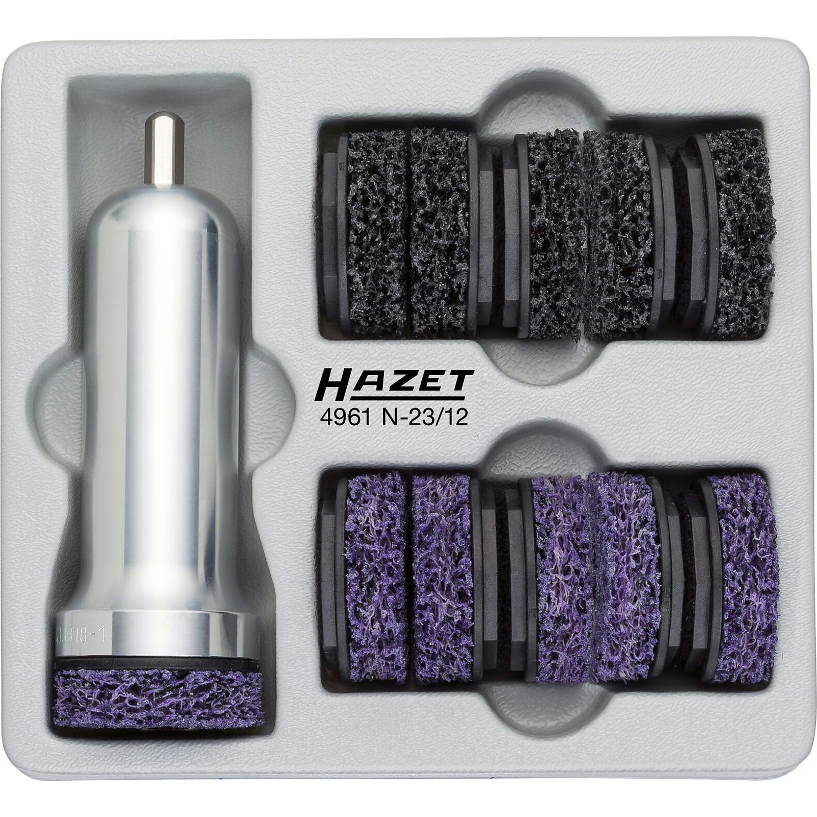 Jeu de ponceuses moyeux roues 12 pièces aluminium 56 mm 8 pans HAZET - 4961N-23/12