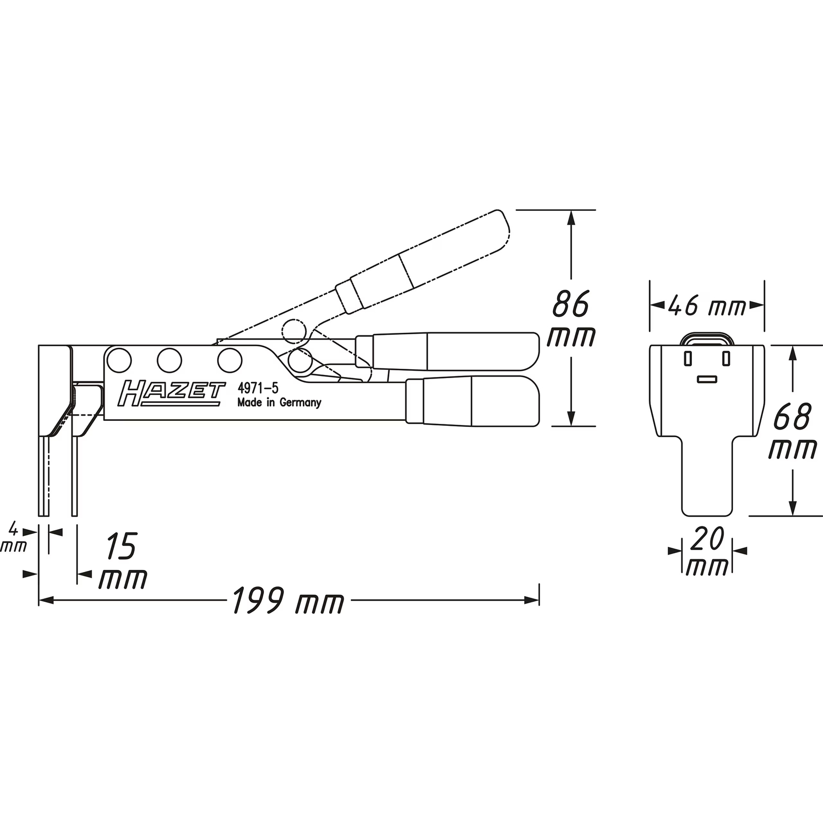 Pince pour pistons freins 2 pistons 199 mm pour vélos HAZET - 4971-5