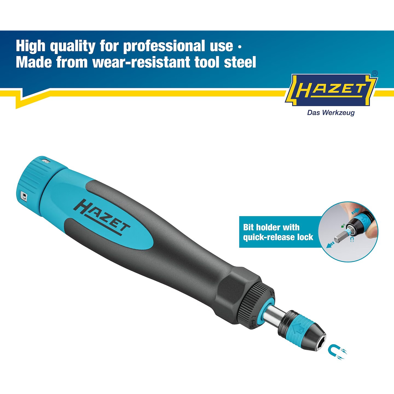 Tournevis dynamométrique 0,2-1,2 Nm manche bimatière ergonomique HAZET - 6004CT-12