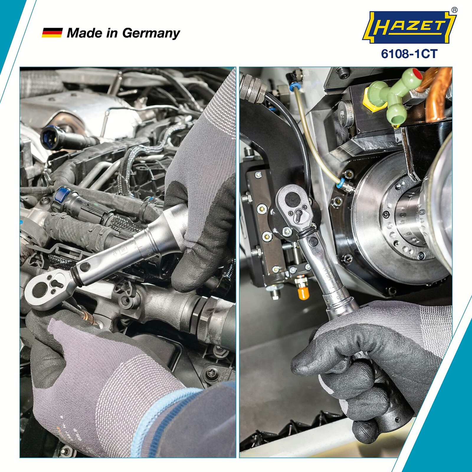 Clé dynamométrique 2-10 Nm précision 2% carré massif 1/4 pouce HAZET - 6108-1CT