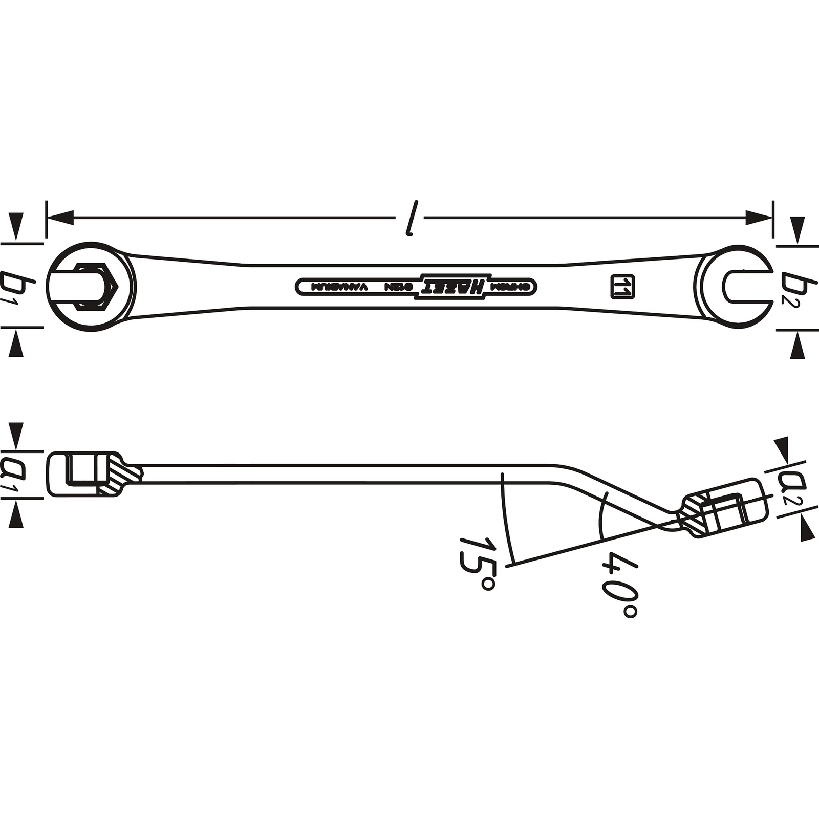 Clé pour tuyauterie de frein 11 mm 6 pans profil extérieur HAZET - 612N-11