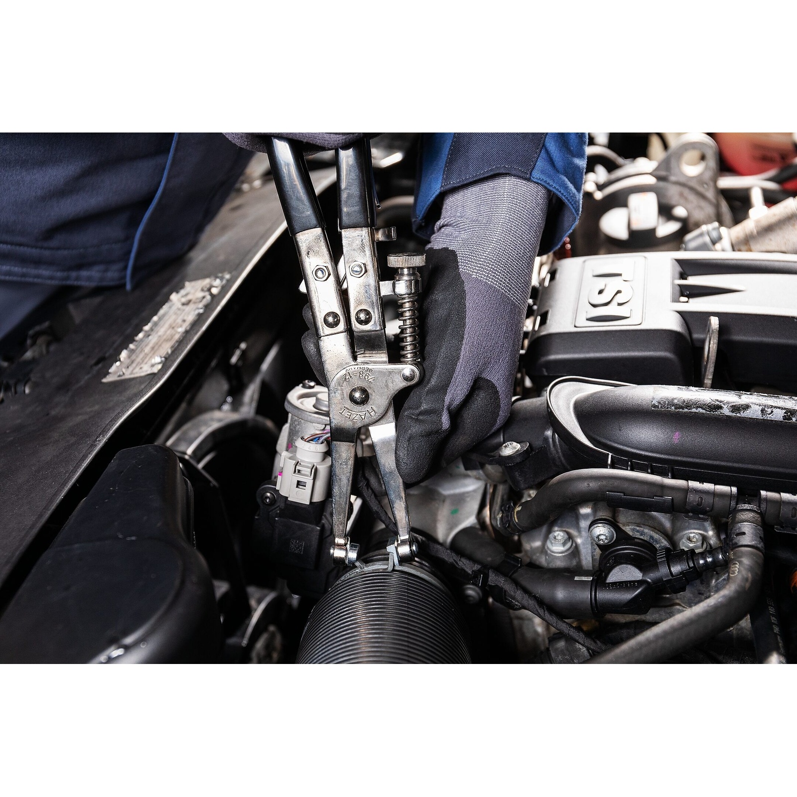 Pince pour colliers à ressort auto-serrants 80 mm manches enduits au trempé HAZET - 798-12