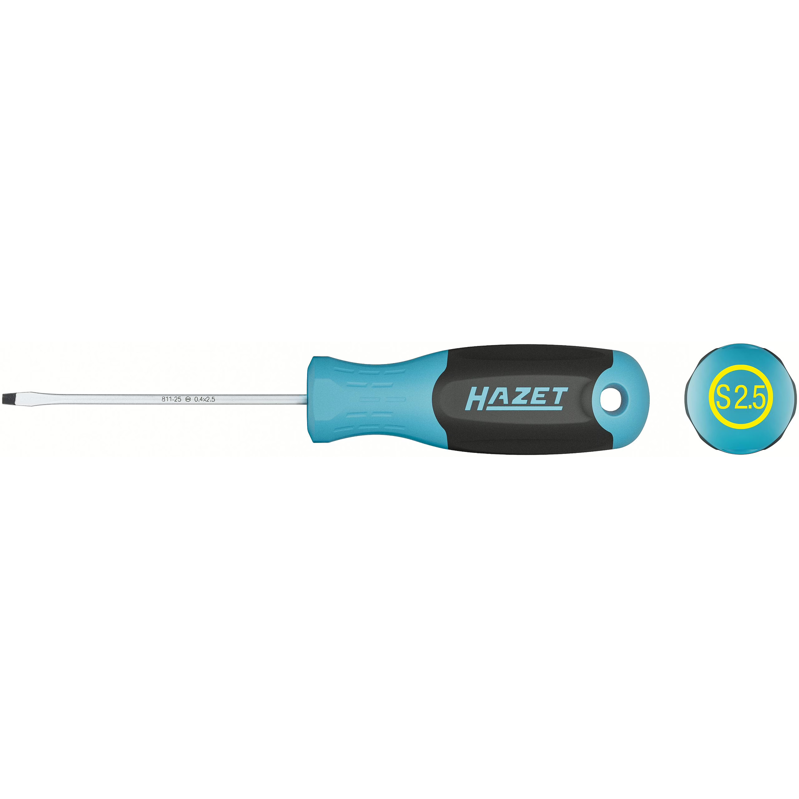 Tournevis fente lame ronde 0,4 x 2,5 mm manche antidérapant 3 composants HAZET - 811-25