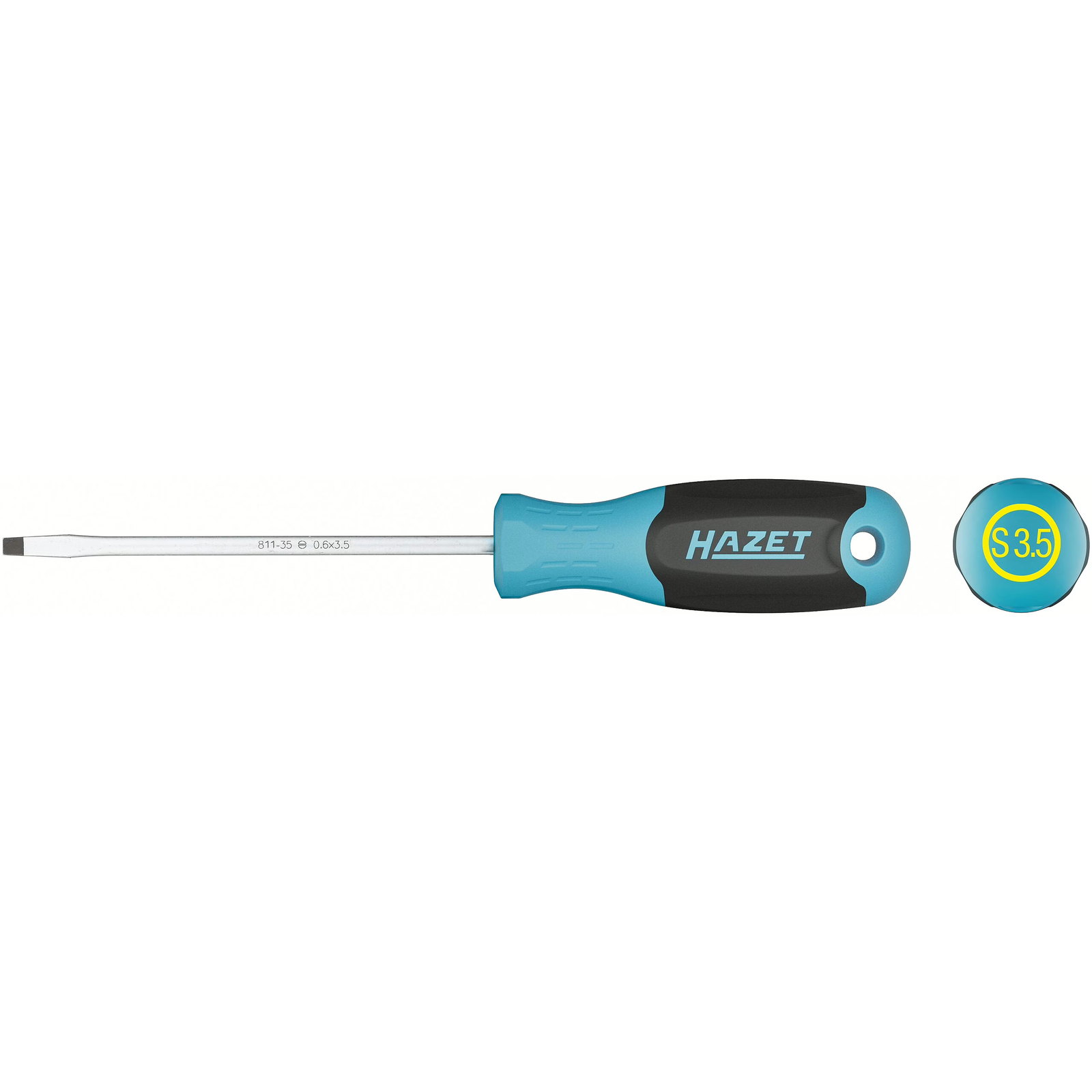 Tournevis profil à fente 0,6 x 3,5 mm manche 3 composants antidérapant avec trou HAZET - 811-35