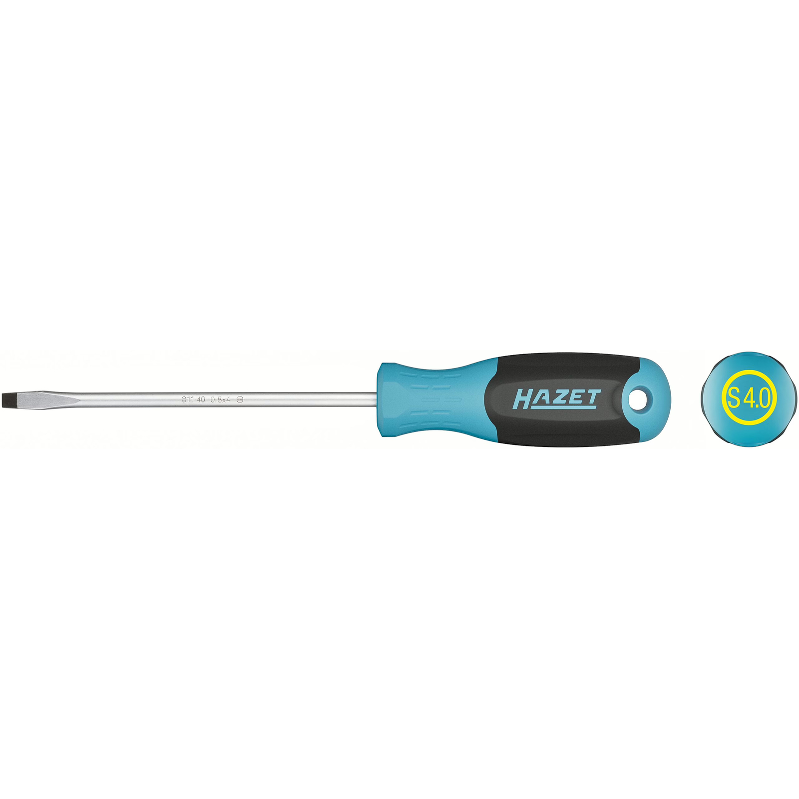 Tournevis profil à fente 0,8 x 4 mm manche 3 composants antidérapant avec trou HAZET - 811-40