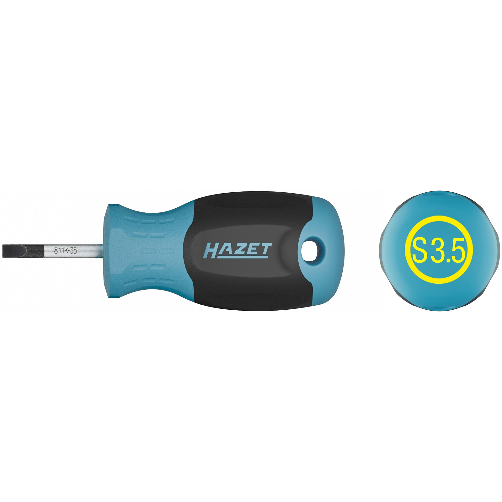 Tournevis fente 0,6 x 3,5 mm manche 3 composants antidérapant court HAZET - 811K-35