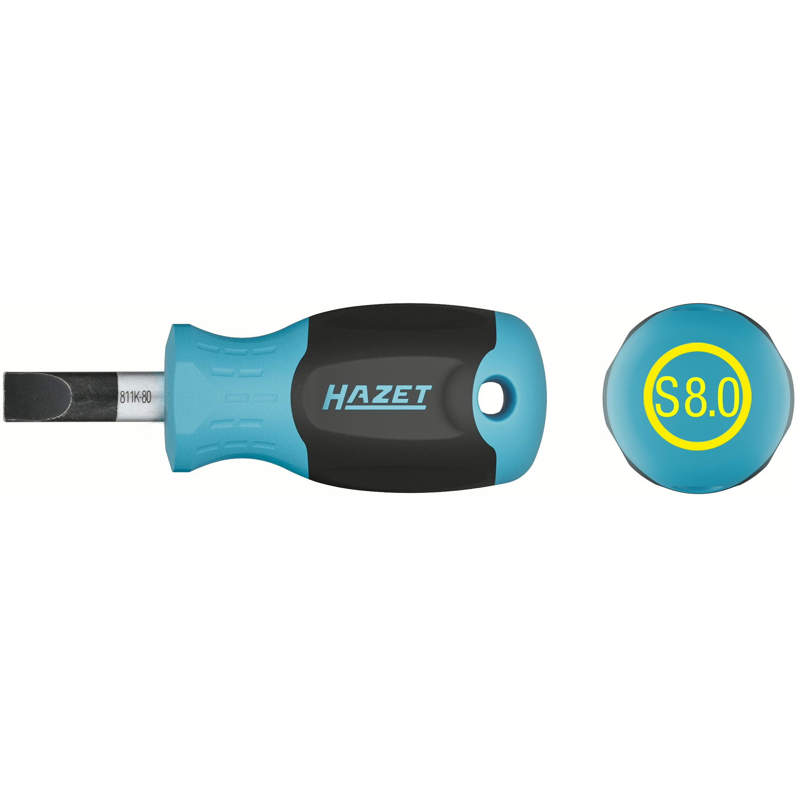 Tournevis à fente 1,2 x 8 mm lame ronde manche antidérapant court HAZET - 811K-80