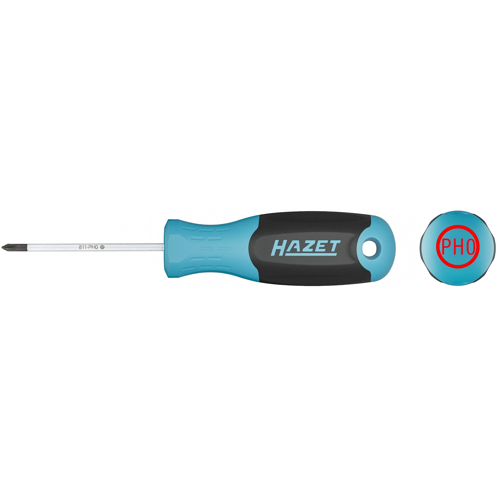 Tournevis Phillips PH0 lame ronde 145 mm manche antidérapant 3 composants HAZET - 811-PH0