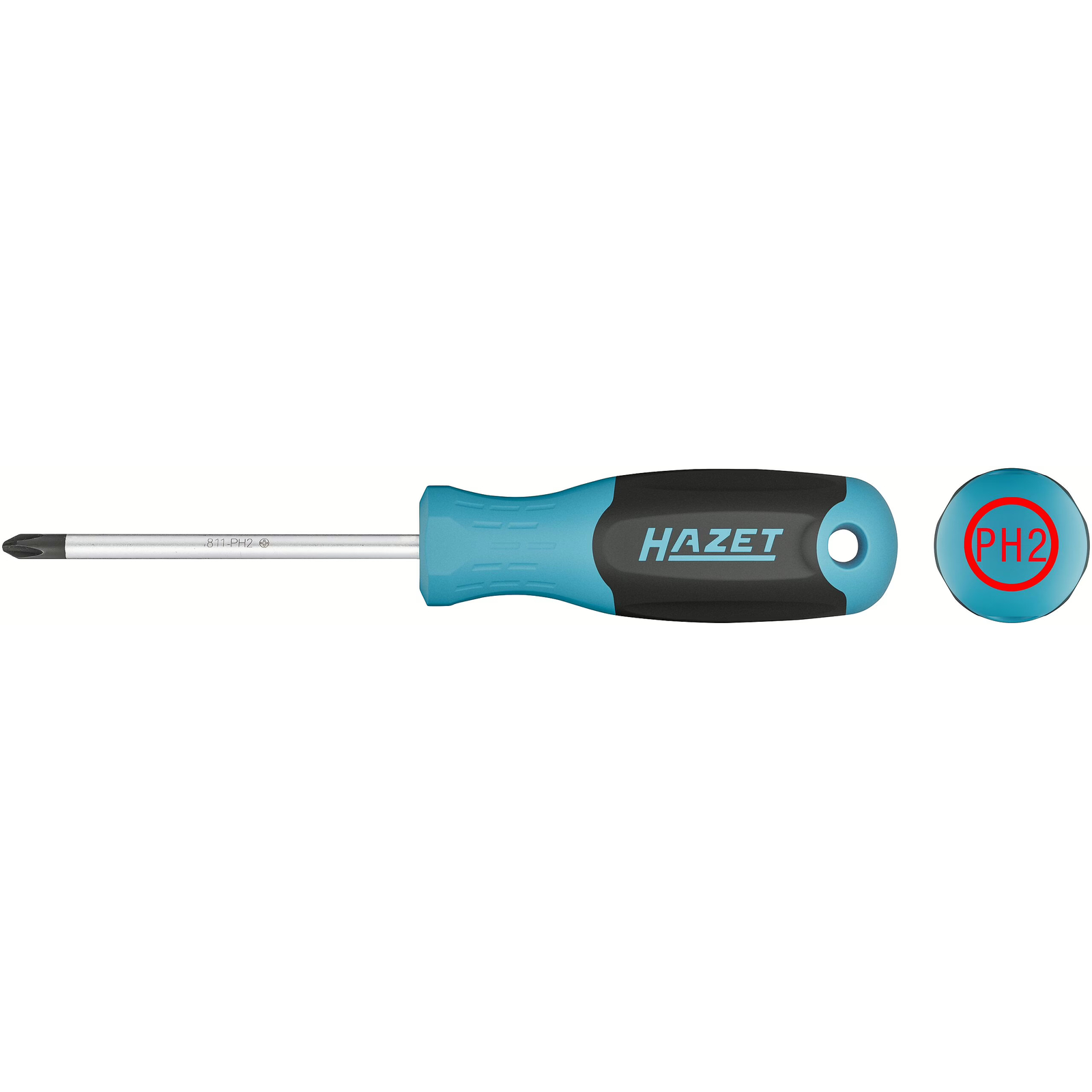 Tournevis Phillips PH2 lame ronde manche 3 composants antidérapant avec trou HAZET - 811-PH2