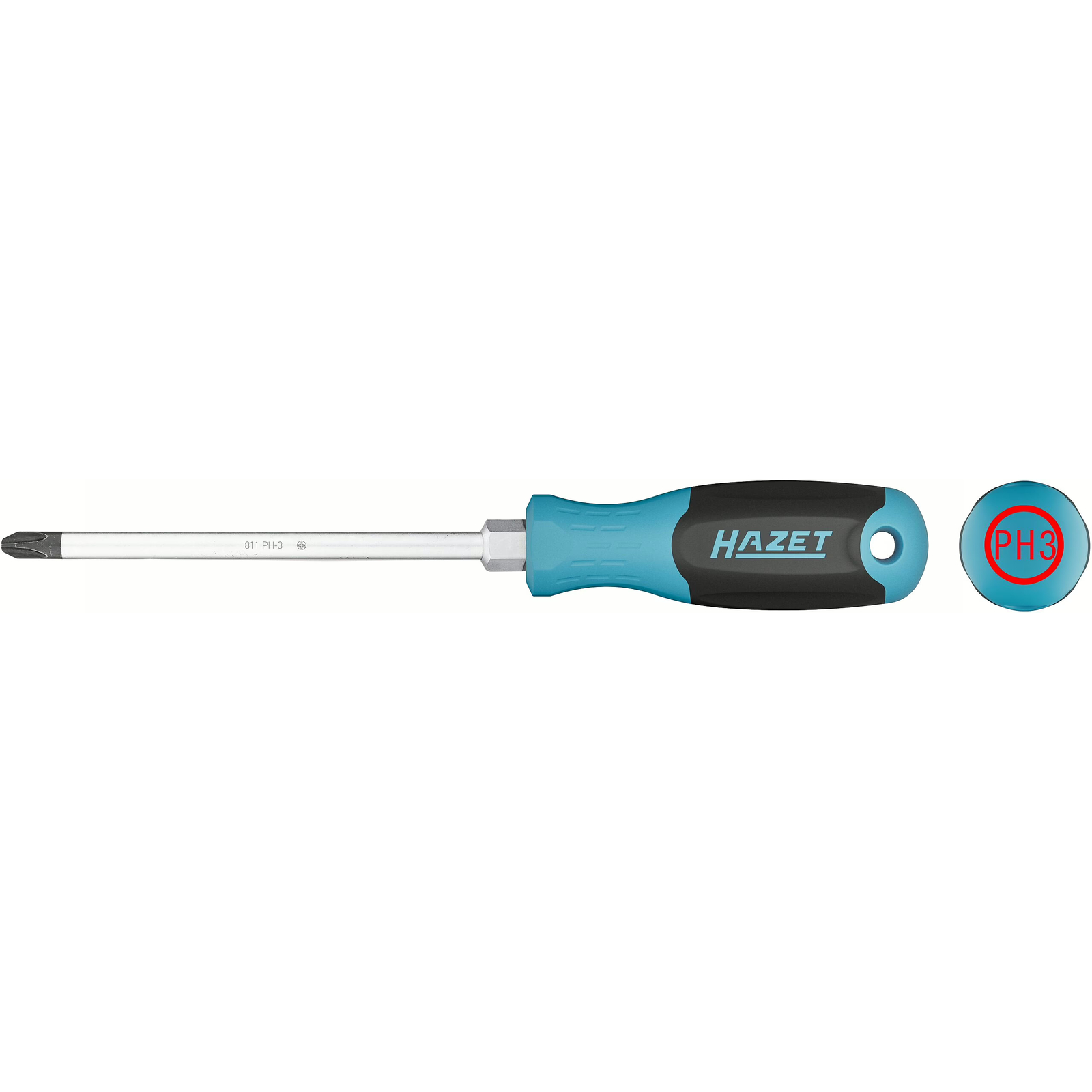 Tournevis Phillips PH3 lame ronde manche 3 composants antidérapant avec trou HAZET - 811-PH3