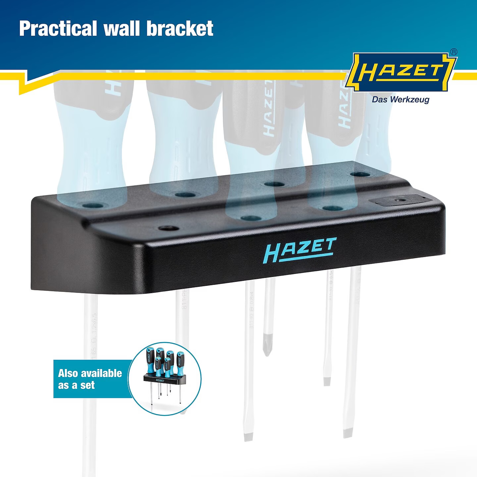 Porte-tournevis mural support 7 pièces avec trou de serrure HAZET - 811SH