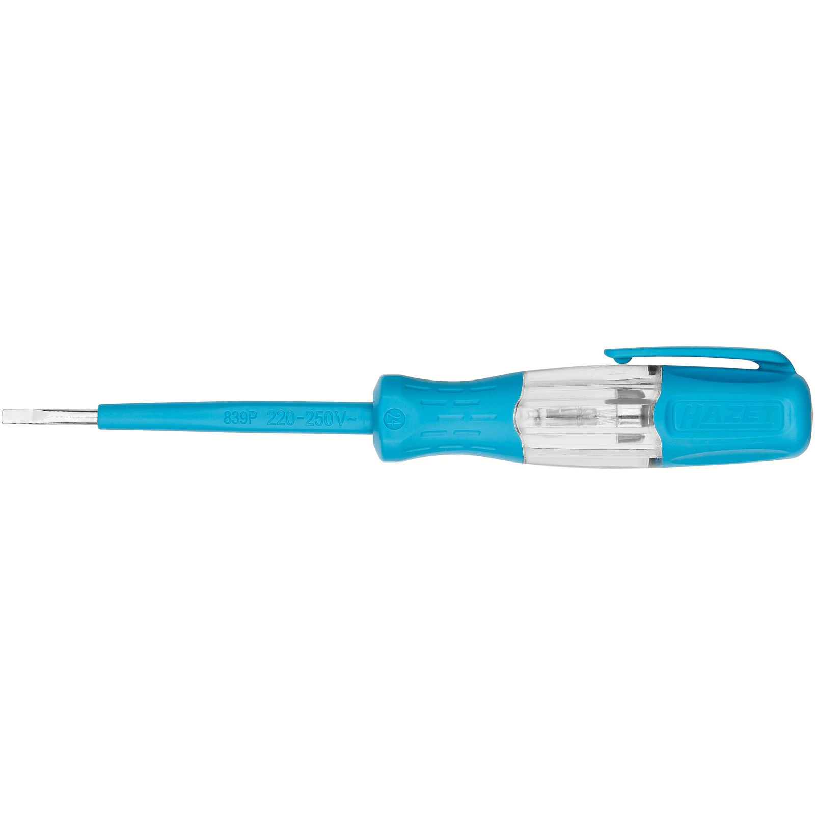 Tournevis testeur fente 0,5 x 3 mm 220-250 V avec attache manche plastique HAZET - 839P