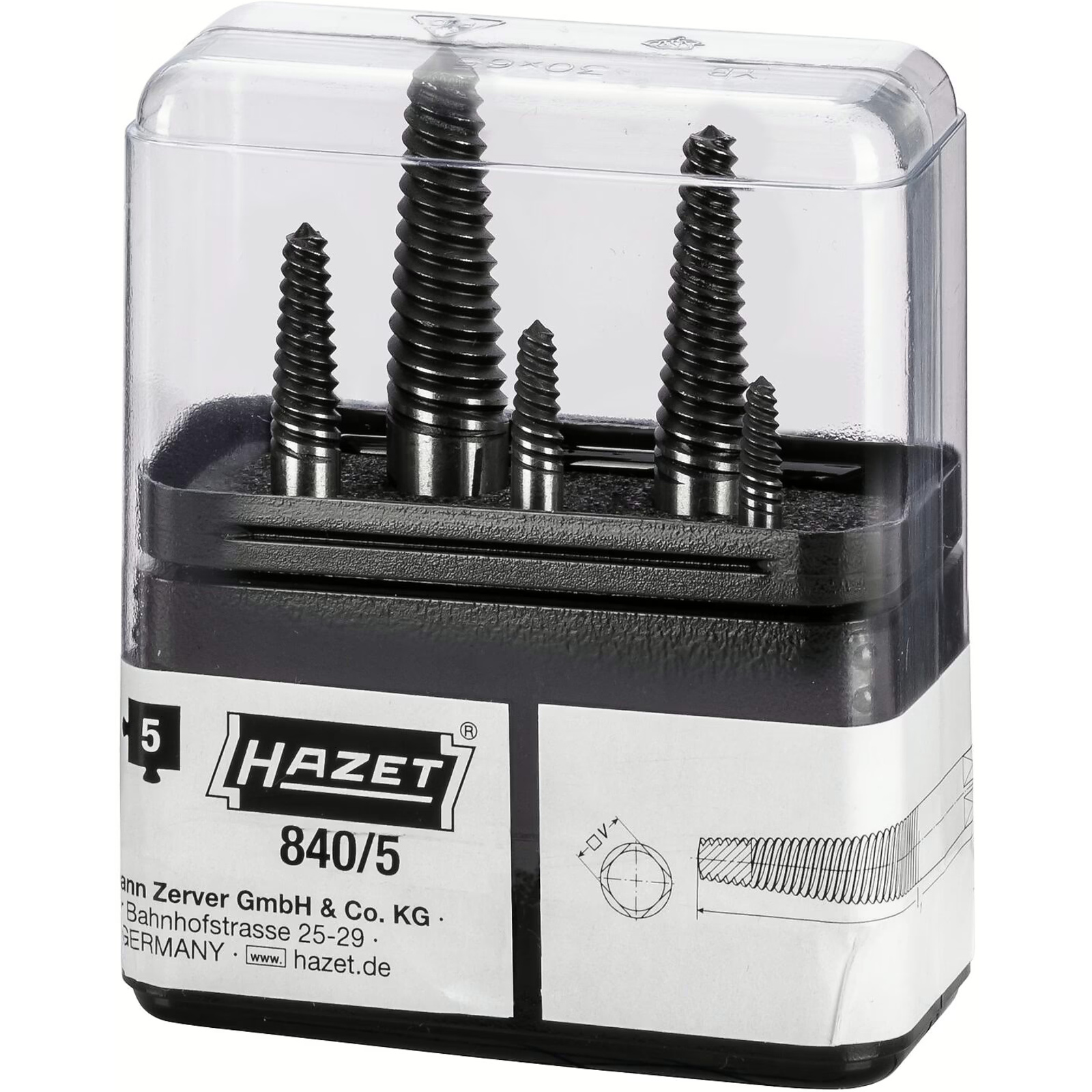 Extracteur de vis poli 8–9 mm extraction vis cassées filetage droit HAZET - 840-5
