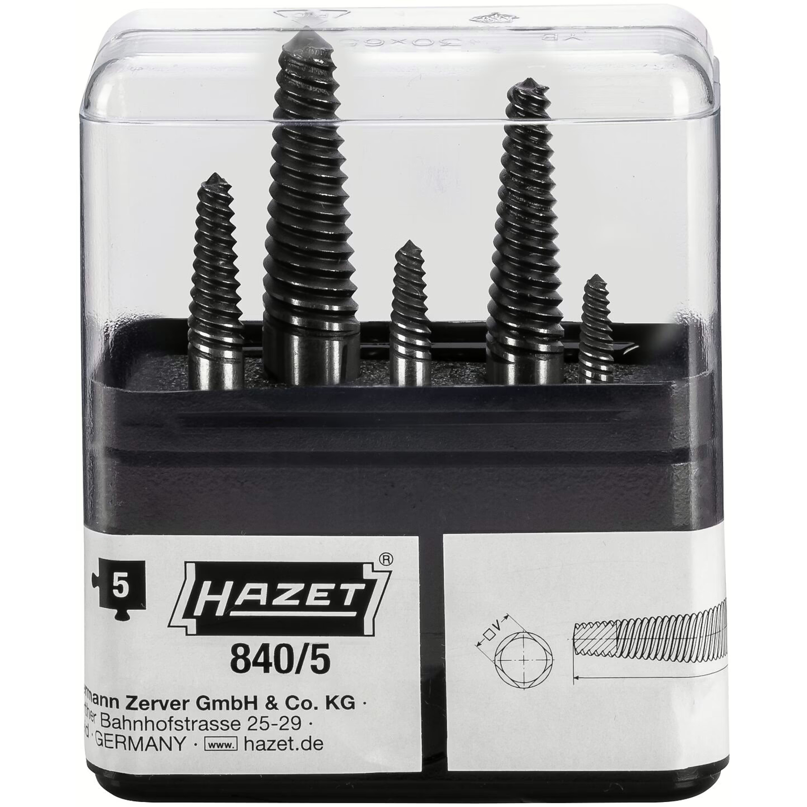 Extracteur de vis poli 8–9 mm extraction vis cassées filetage droit HAZET - 840-5