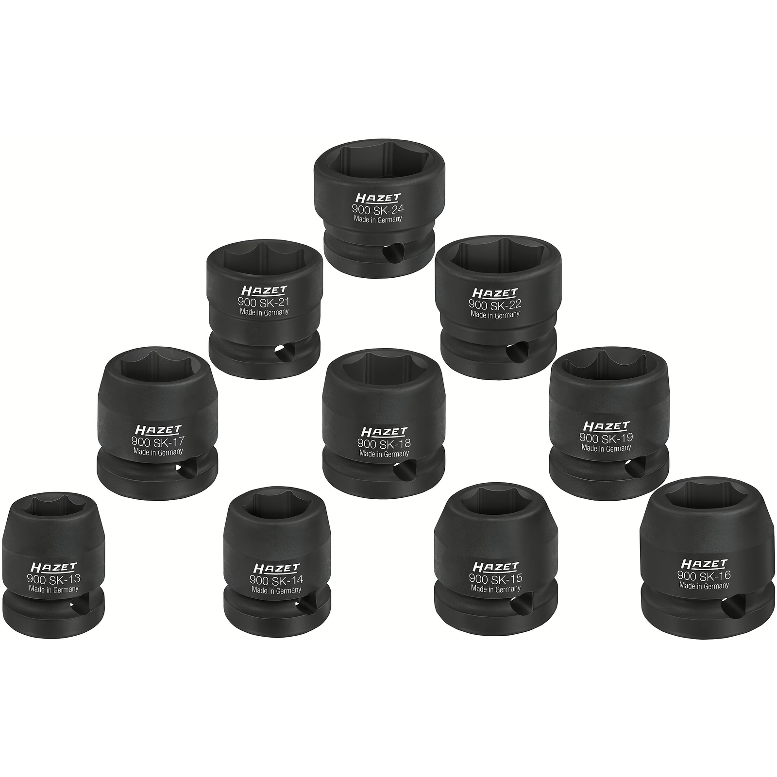 Jeu de douilles à chocs 1/2 pouce 10 pièces extra-courtes profil 6 pans HAZET - 900SK/10