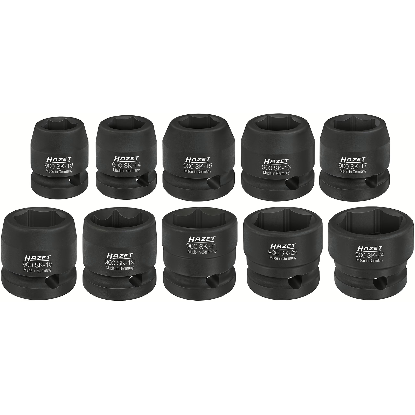 Jeu de douilles à chocs 1/2 pouce 10 pièces extra-courtes profil 6 pans HAZET - 900SK/10