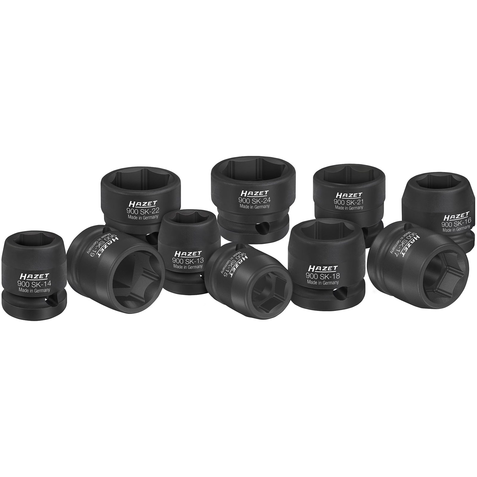 Jeu de douilles à chocs 1/2 pouce 10 pièces extra-courtes profil 6 pans HAZET - 900SK/10
