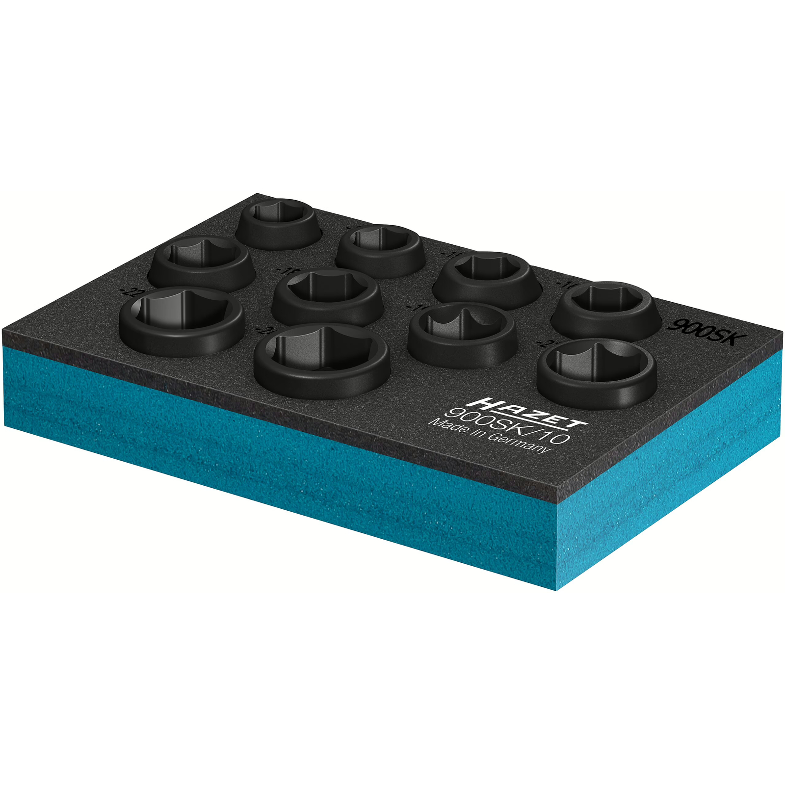 Jeu de douilles à chocs 1/2 pouce 10 pièces extra-courtes profil 6 pans HAZET - 900SK/10