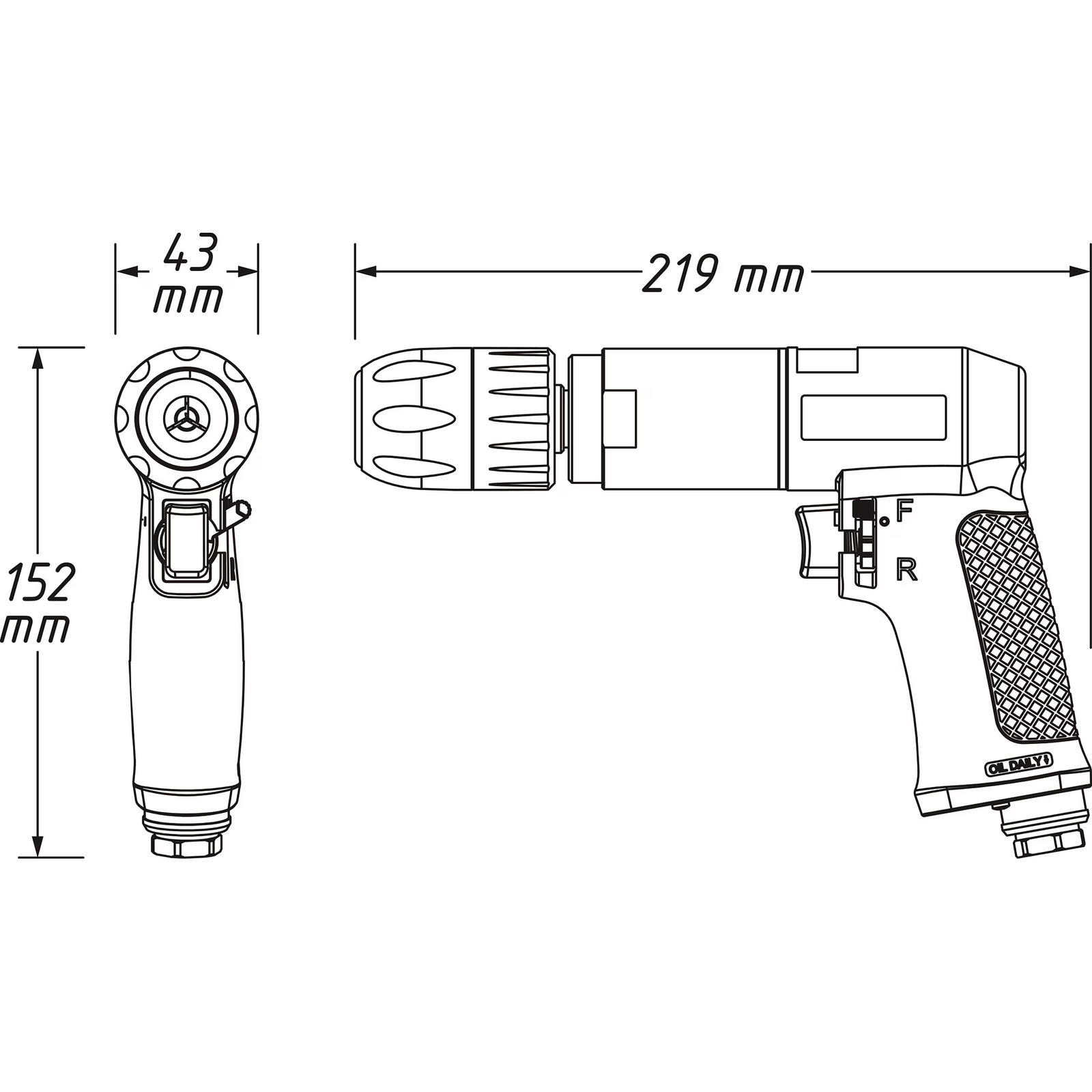 Perceuse pneumatique mandrin 1–13 mm 219 mm poignée isolée HAZET - 9030P-1
