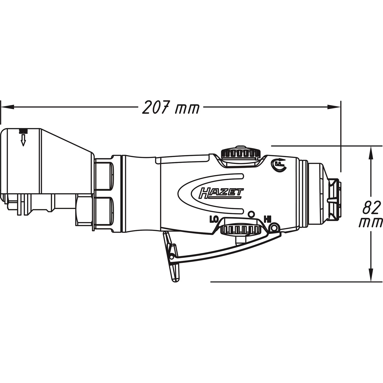 Tronçonneuse pneumatique 207 mm avec disque 76 x 2,1 x 10 mm poignée isolée HAZET - 9033-10