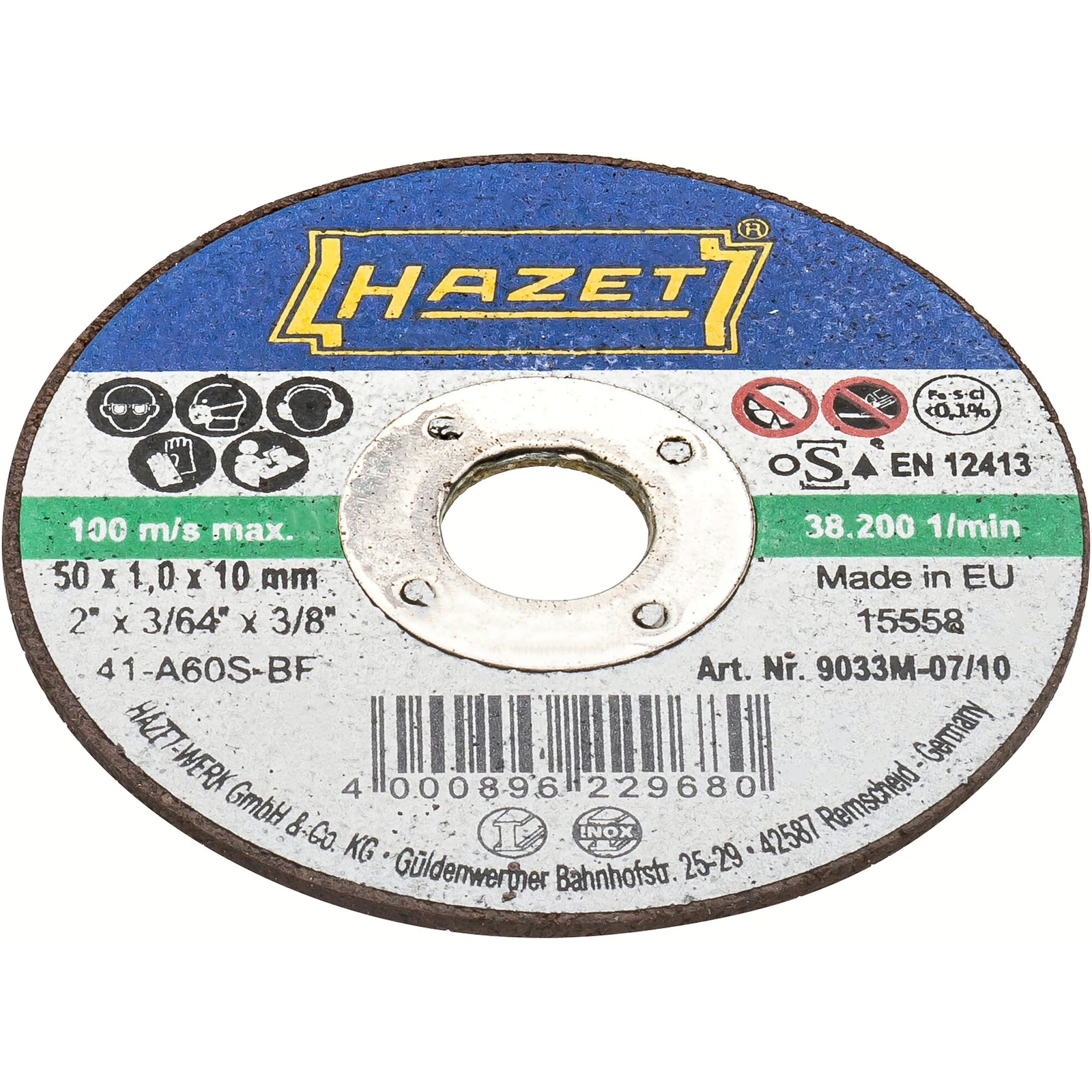 Disques à tronçonner 50 x 1 x 10 mm 10 pièces acier inox HAZET - 9033M-07/10