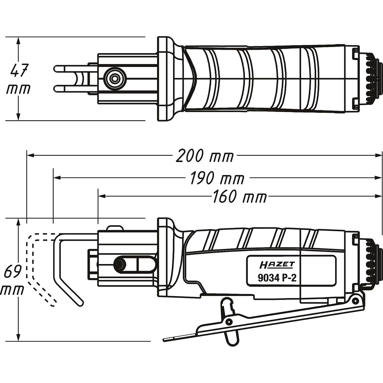 Scie sabre 160 mm avec lames et limes intégrées HAZET - 9034P-2
