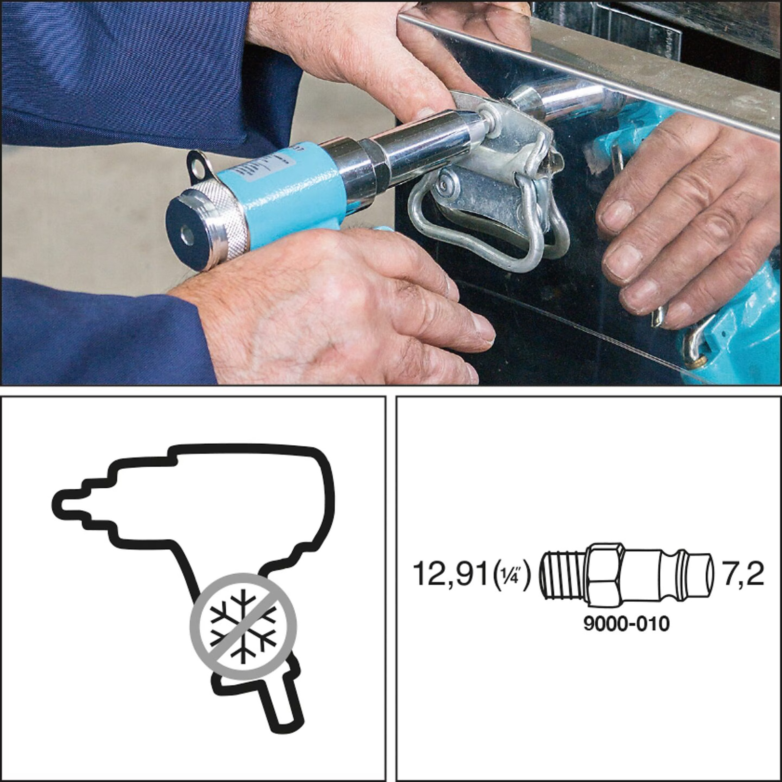 Pistolet rivetage aveugle 270 mm 8700 N avec 4 embouchures HAZET - 9037SPC