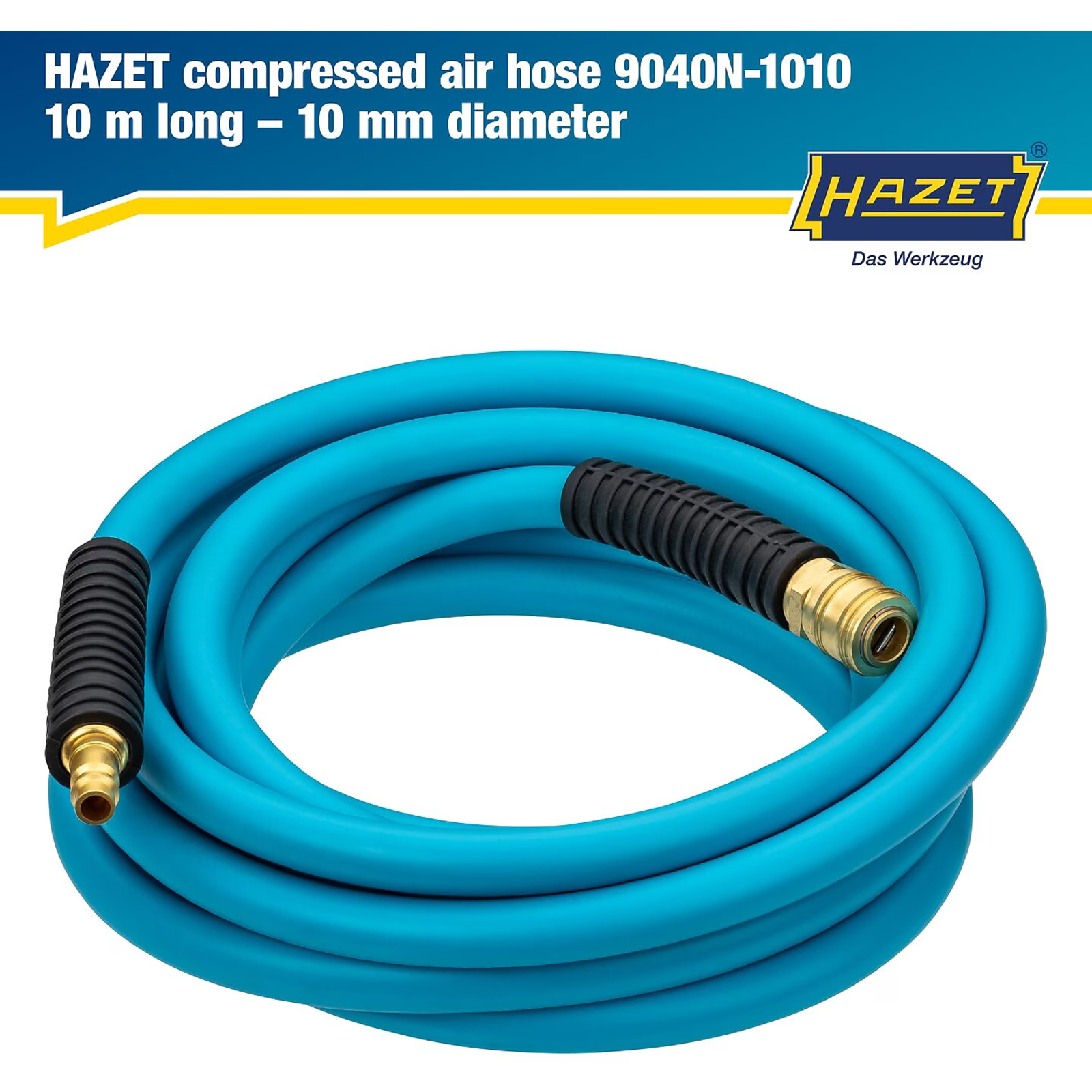 Tuyau d'air comprimé 10 m Ø10 mm PVC-NBR avec raccord 7,2 mm type 1 HAZET - 9040N-1010