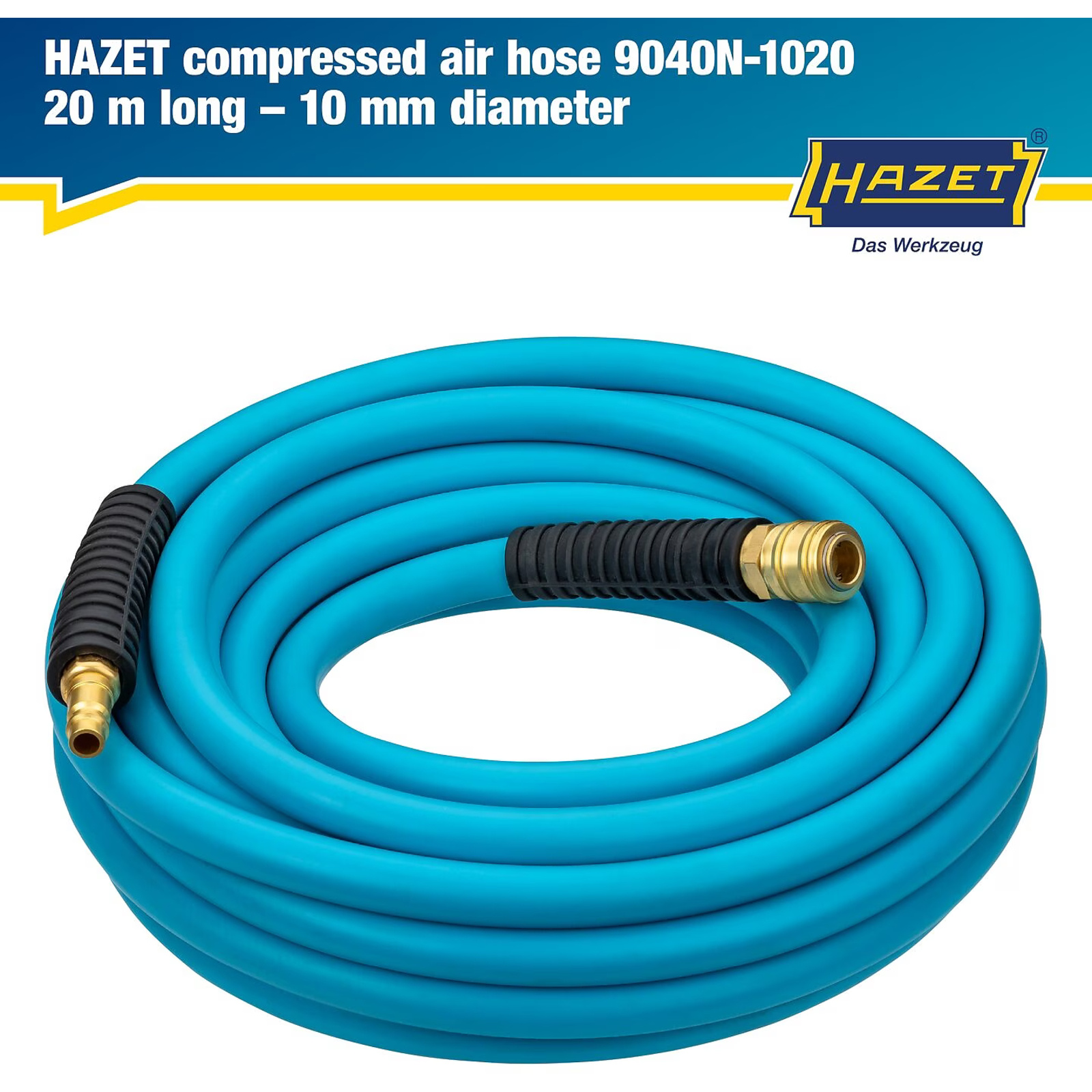 Tuyau d'air comprimé 20 m Ø10 mm PVC-NBR avec raccord 7,2 mm type 1 HAZET - 9040N-1020
