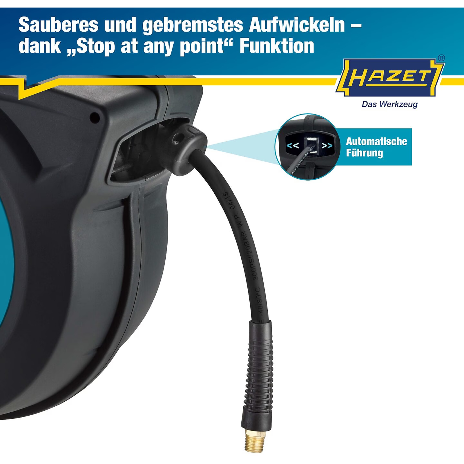 Enrouleur de tuyau 15 m Ø10 mm avec filetage BSPT HAZET - 9040N-10