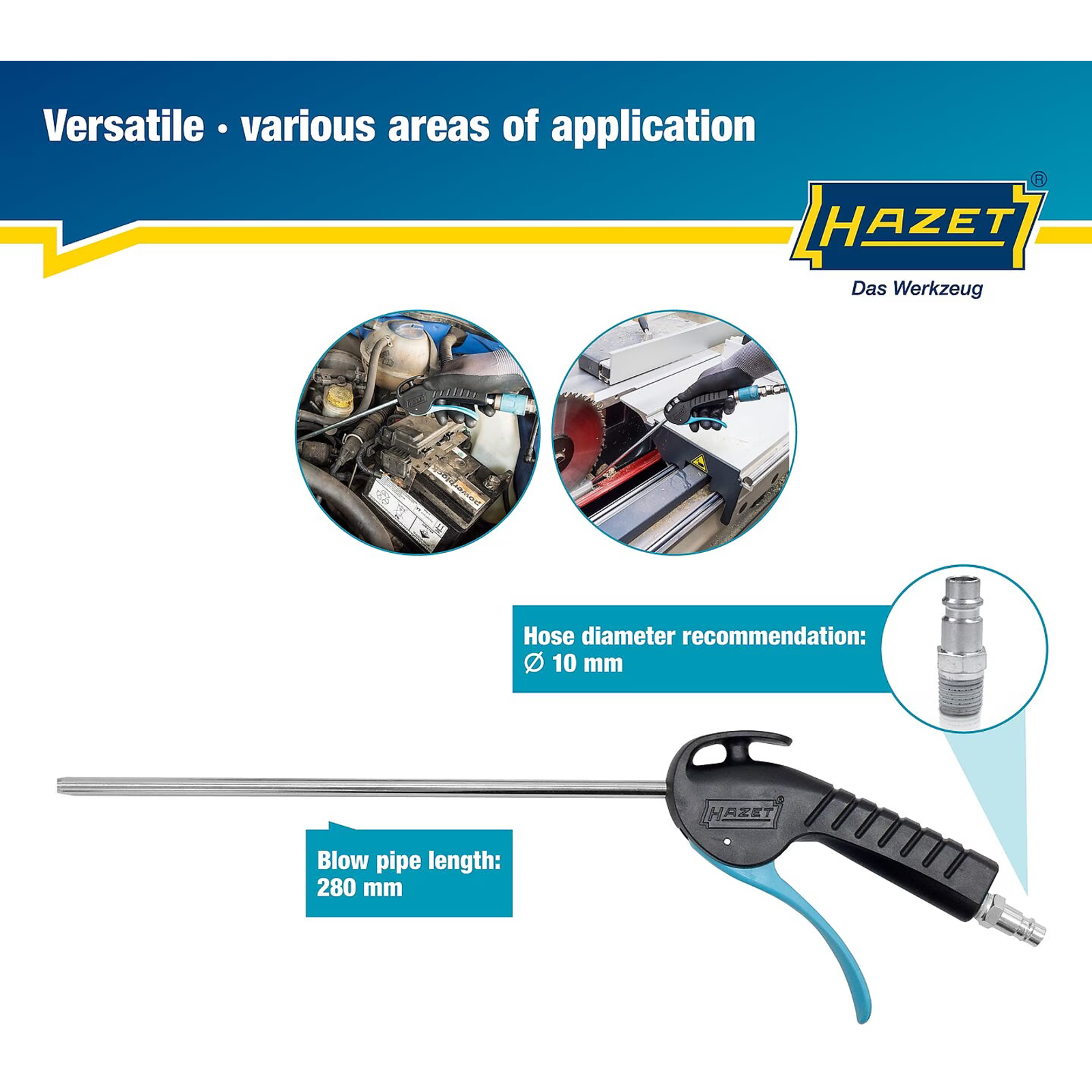 Pistolet de soufflage buse longue 420 mm acier HAZET - 9040P-2