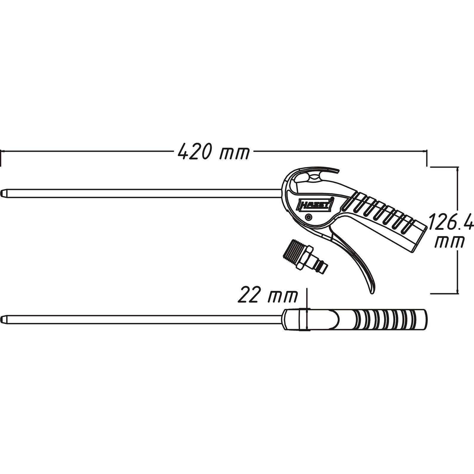 Pistolet de soufflage buse longue 420 mm acier HAZET - 9040P-2