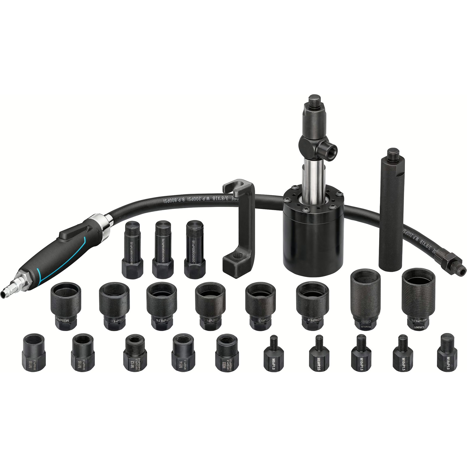 Extracteur à chocs pneumatique injecteurs diesel 24 pièces avec adaptateurs HAZET - 9098/24