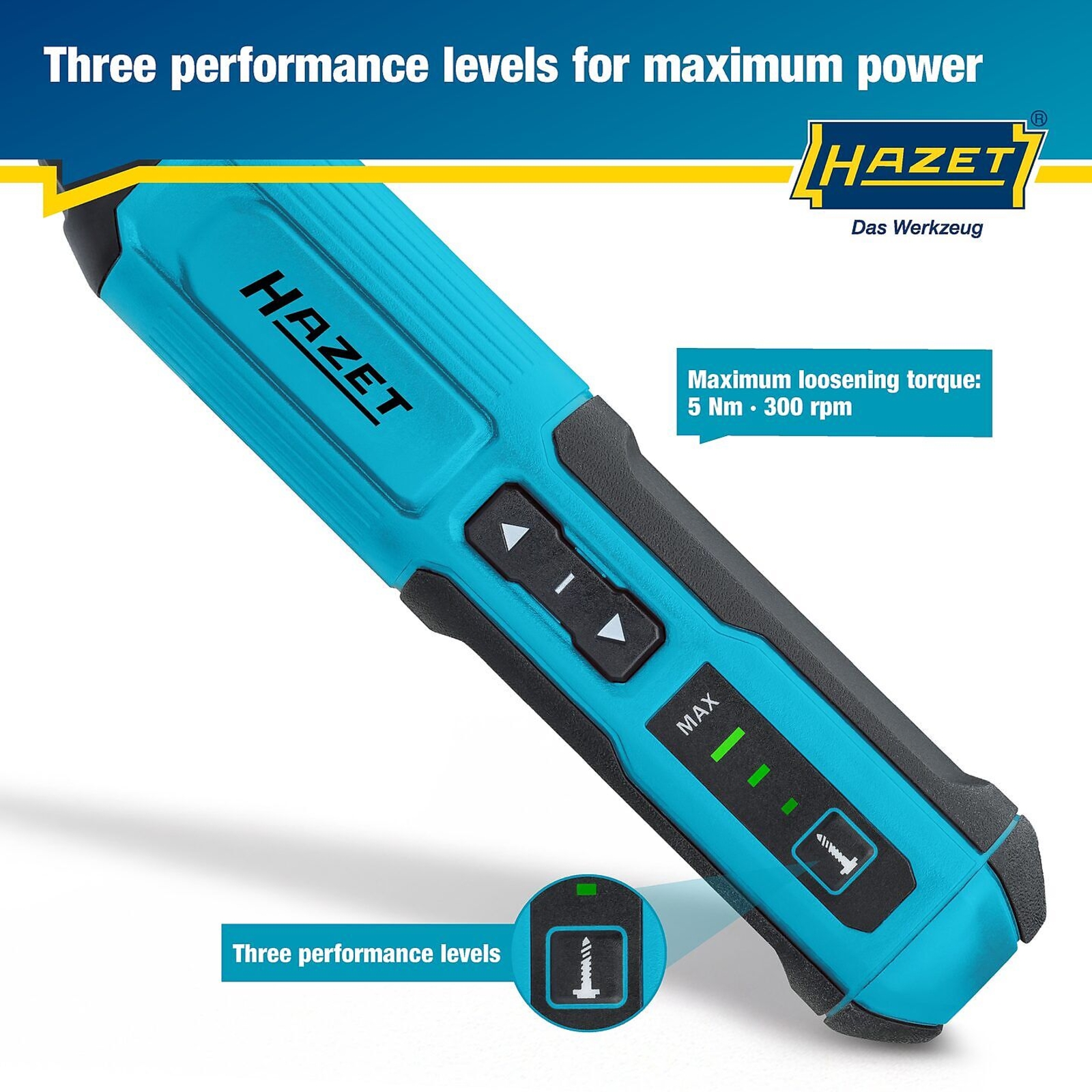 Tournevis sans fil 5 Nm hexagone creux 1/4 pouce avec LED et charge USB-C HAZET - 9230B-2
