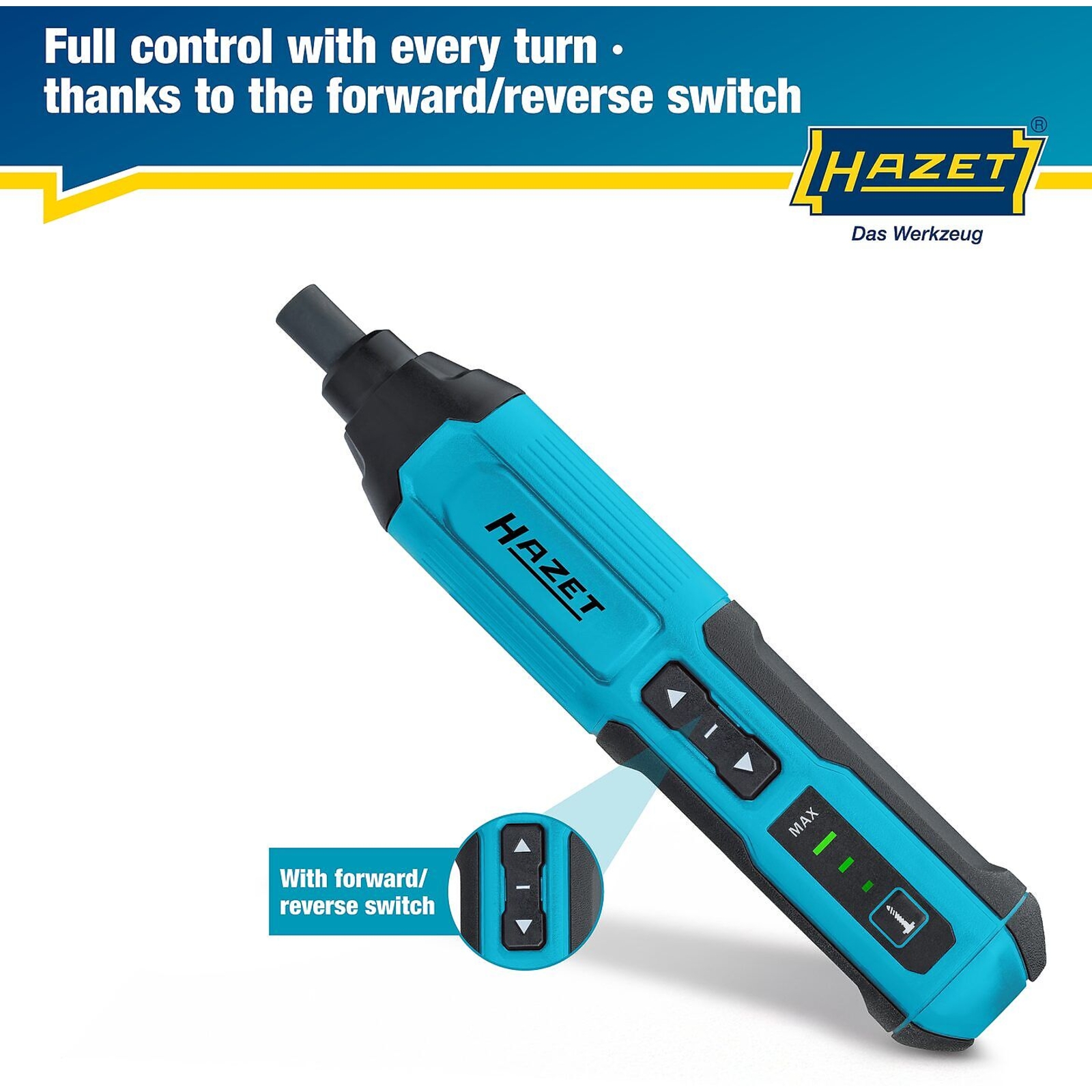 Tournevis sans fil 5 Nm hexagone creux 1/4 pouce avec LED et charge USB-C HAZET - 9230B-2