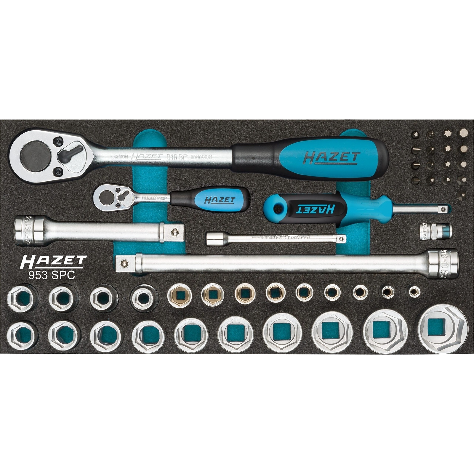 Jeu de clés à douilles 47 pièces carré creux 1/4 et 1/2 pouce avec coffret HAZET - 953SPC