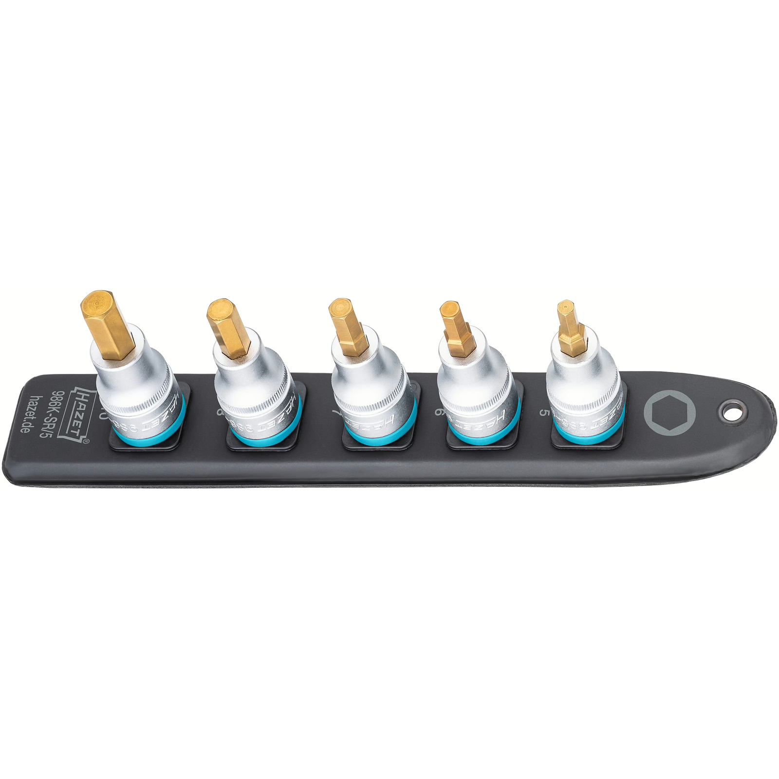SmartRail barre enfichable plastique 1/2 pouce 5 logements carrés aimantée HAZET - 986K-SR/5