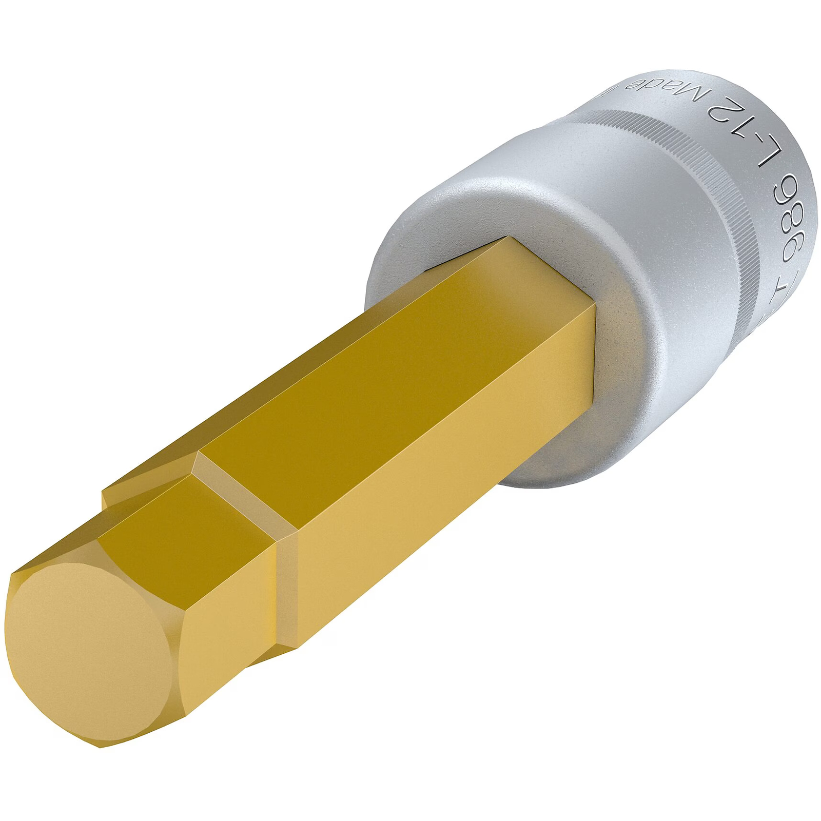 Douille mâle carré creux 1/2 pouce 12 mm avec moletage TiN longue HAZET - 986L-12