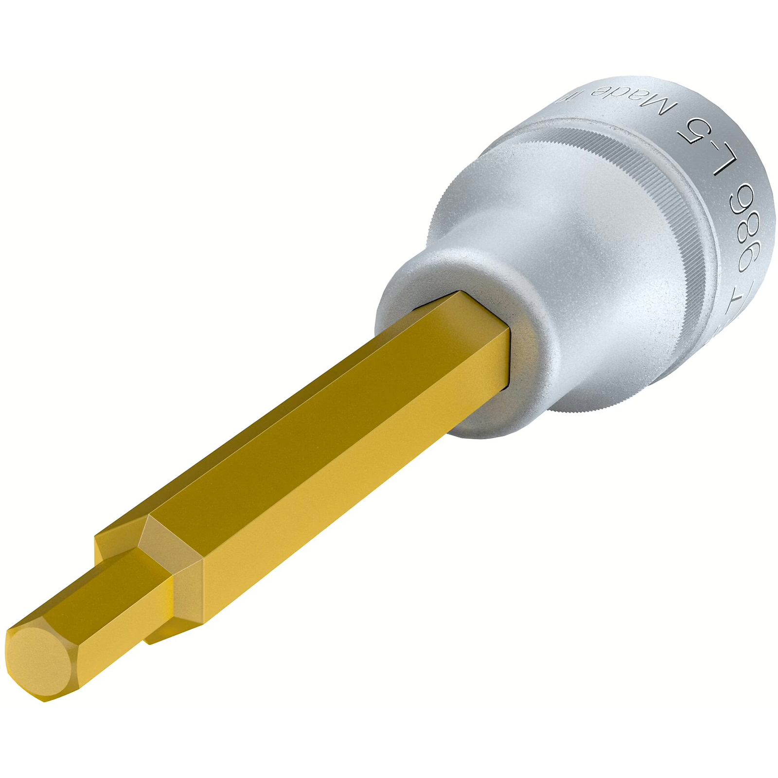 Douille mâle carré creux 1/2 pouce 5 mm TiN avec moletage 100 mm utilisation manuelle HAZET - 986L-5