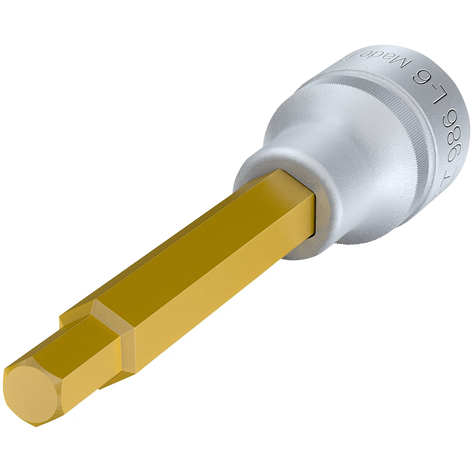Douille mâle carré creux 1/2 pouce 6 mm avec moletage TiN longue HAZET - 986L-6