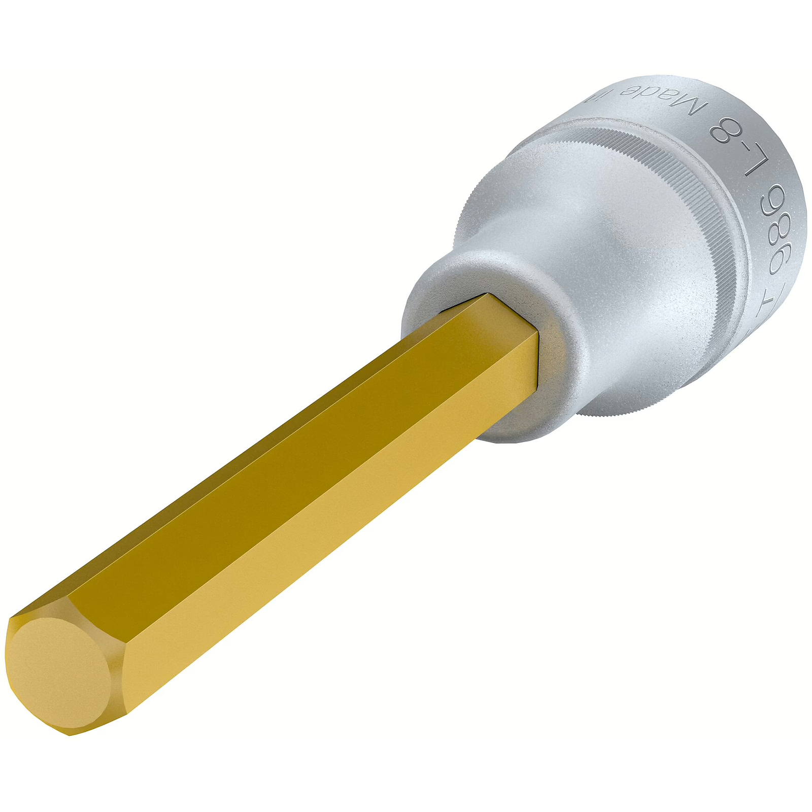 Douille mâle carré creux 1/2 pouce 8 mm avec moletage longue TiN HAZET - 986L-8