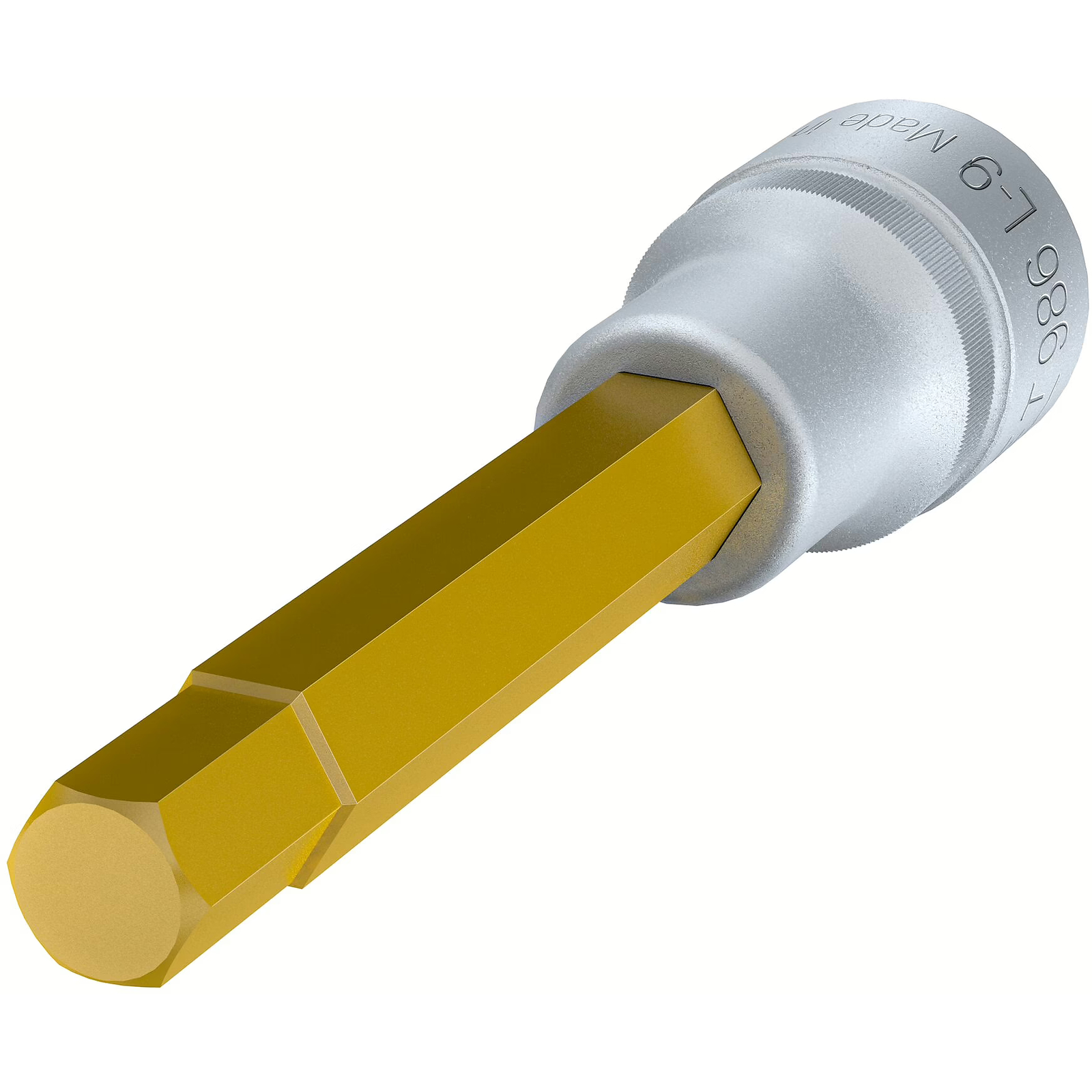 Douille mâle carré creux 1/2 pouce 9 mm avec moletage TiN longue HAZET - 986L-9