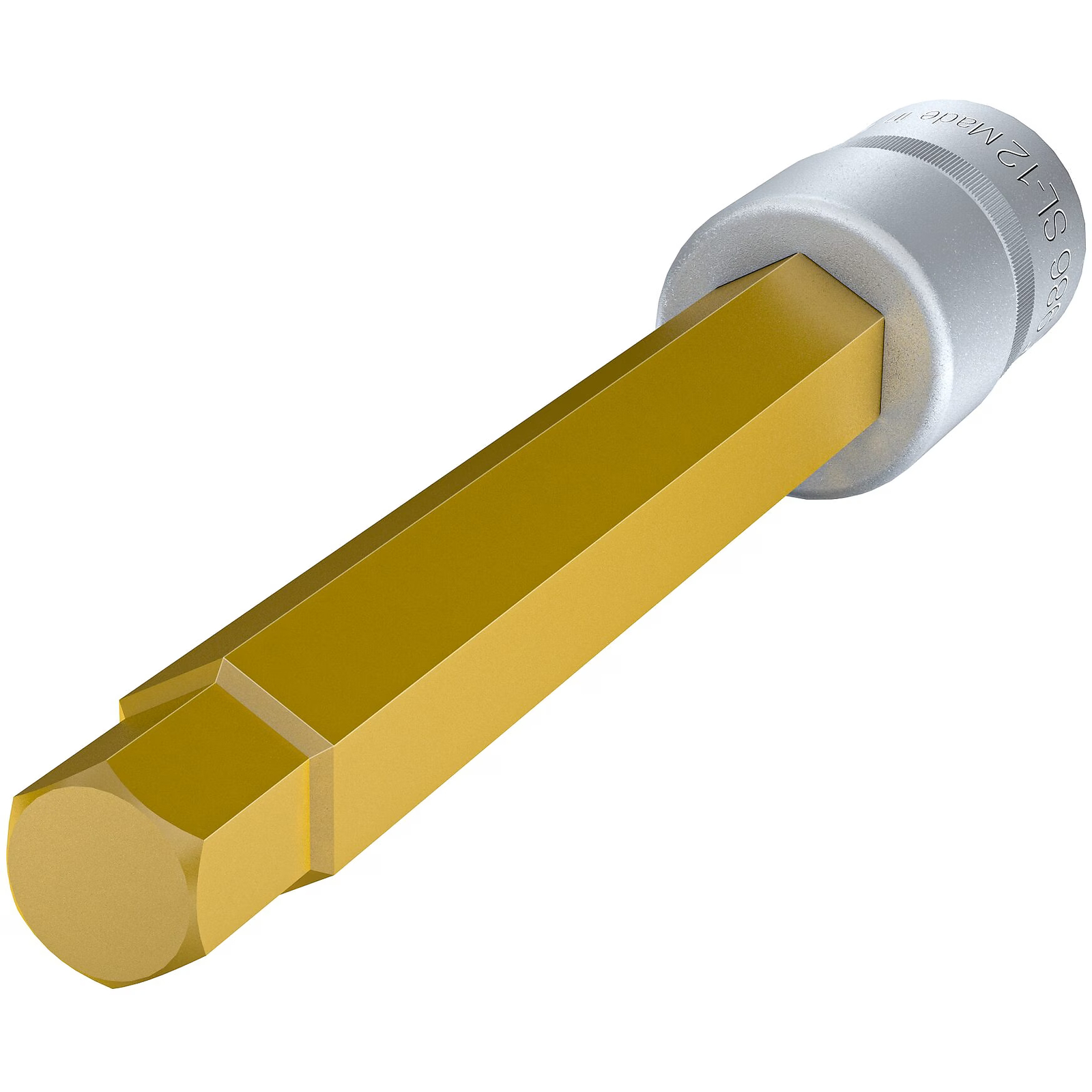 Douille mâle carré creux 1/2 pouce 12 mm extra-longue avec moletage revêtement TiN HAZET - 986SL-12