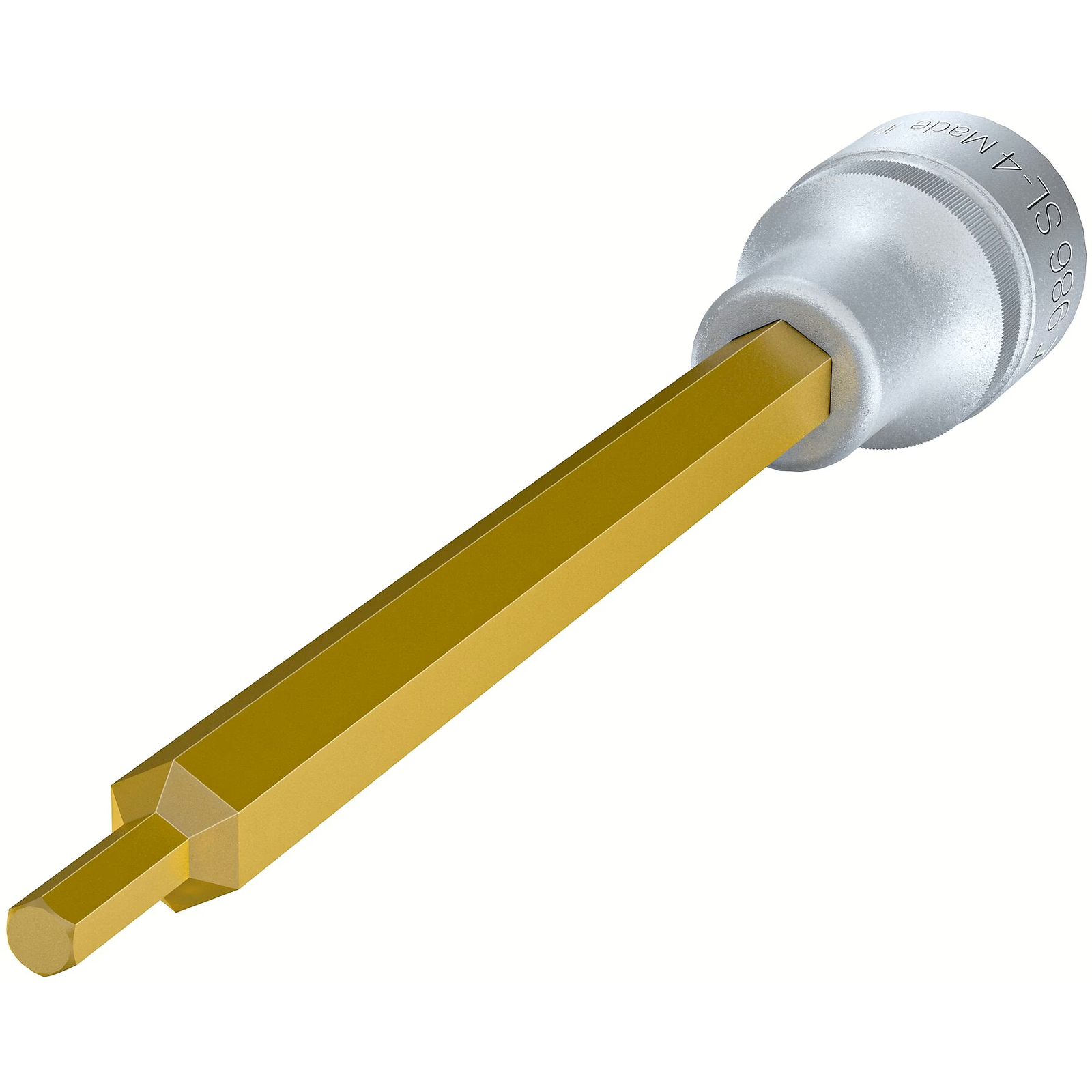Douille mâle carré creux 1/2 pouce 4 mm extra-longue avec moletage TiN HAZET - 986SL-4
