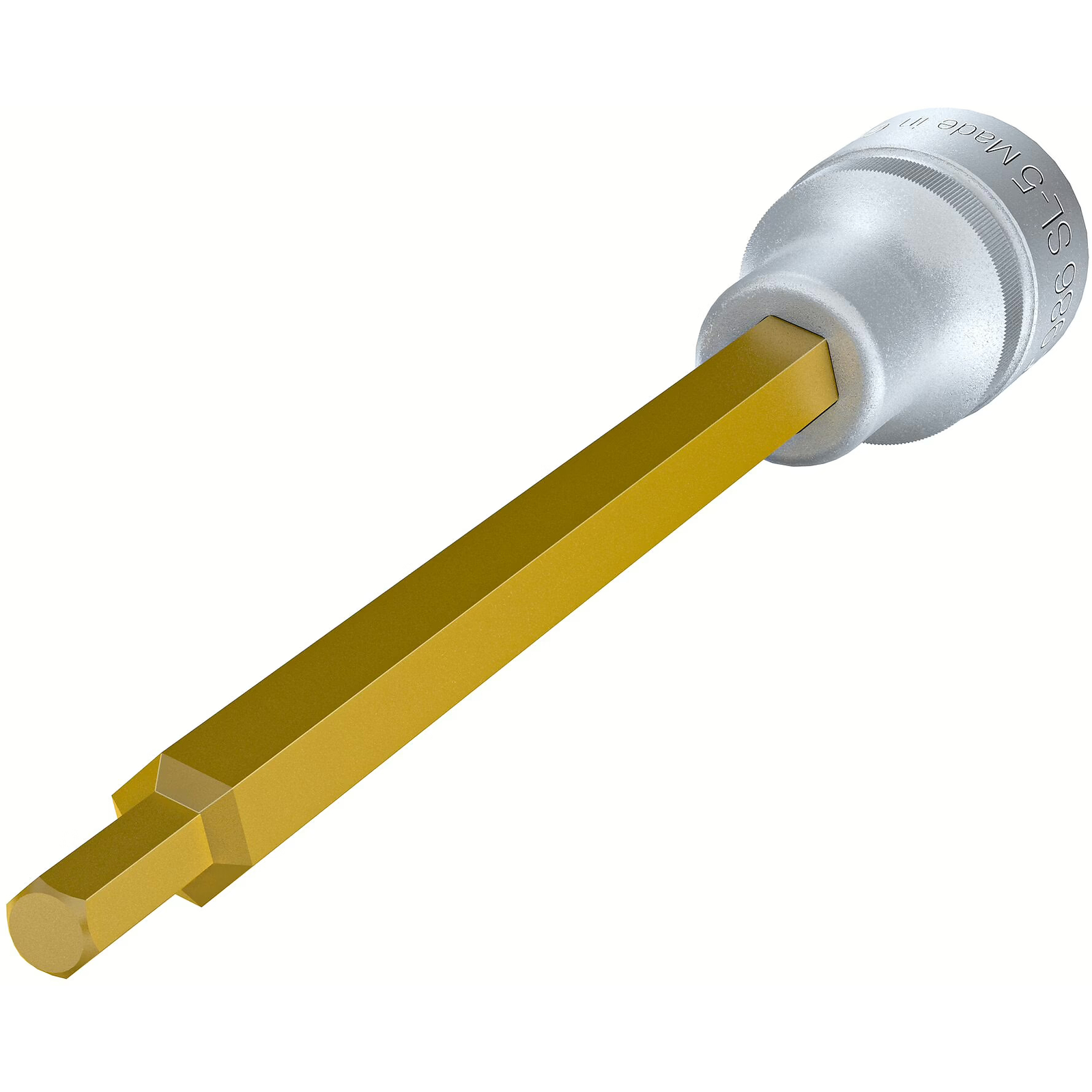 Douille mâle carré creux 1/2 pouce 5 mm extra-longue avec moletage TiN HAZET - 986SL-5