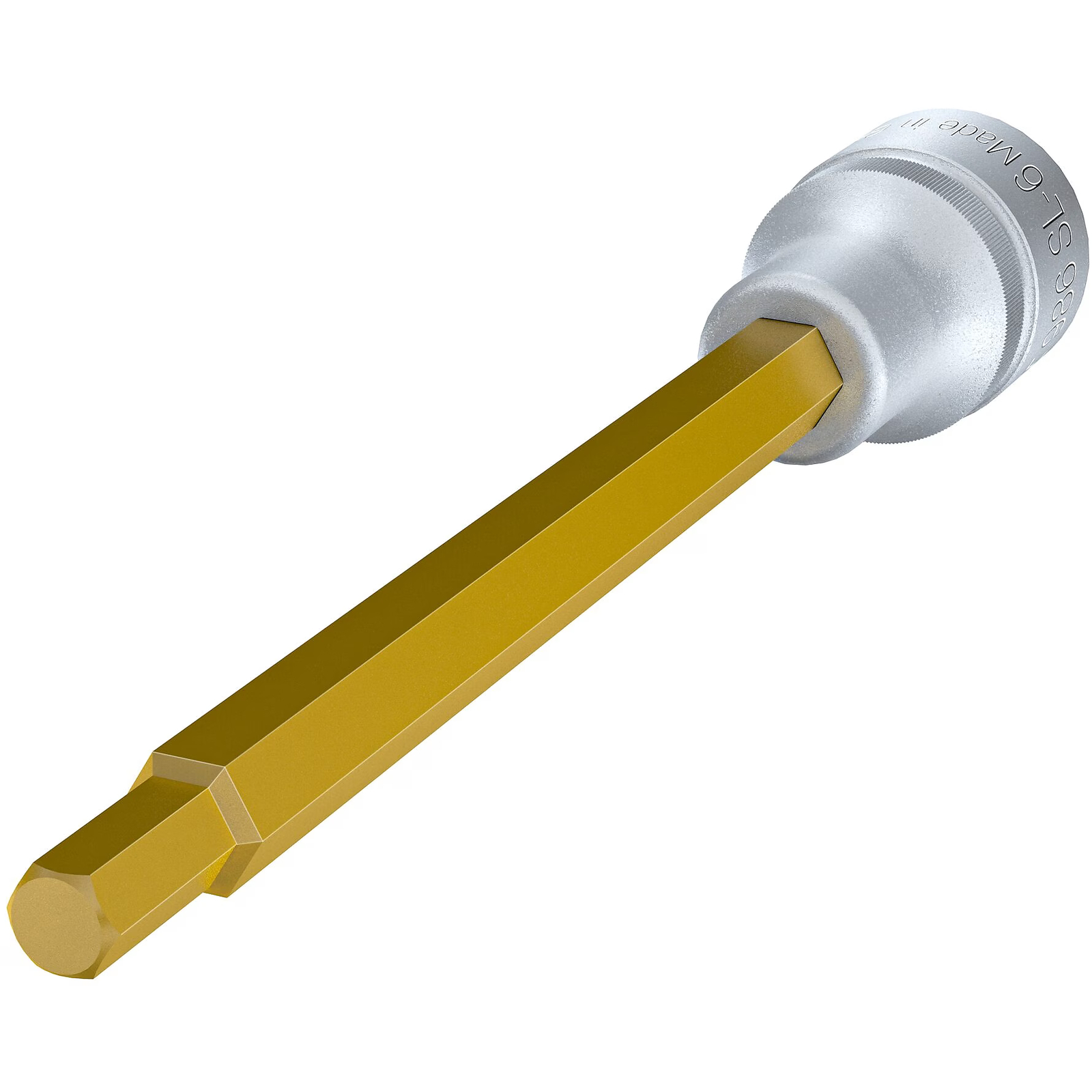 Douille mâle carré creux 1/2 pouce 6 mm extra-longue avec moletage TiN HAZET - 986SL-6
